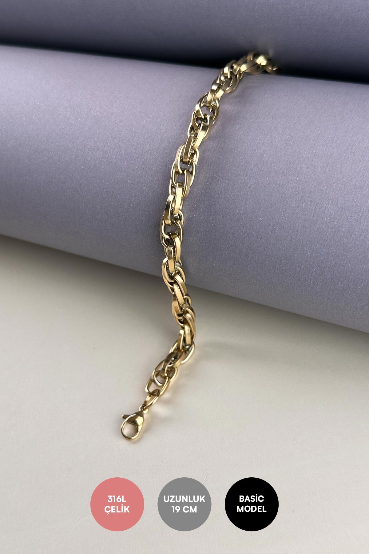 Gold Casual Sarmal Çelik Bileklik ABL1076
