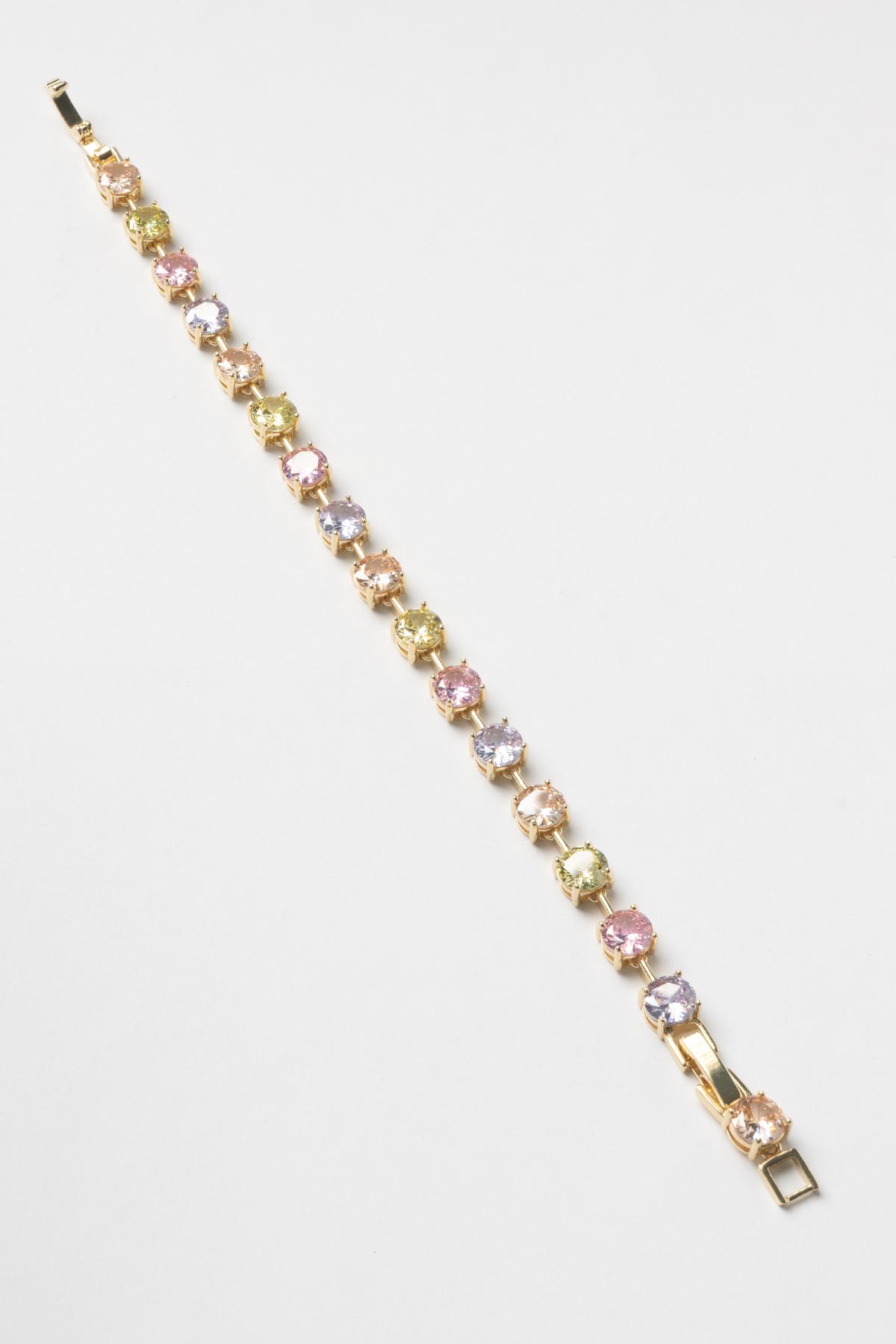 Gold Pastel Renkli Yuvarlak Taşlar Sıralı Bileklik ABL7306