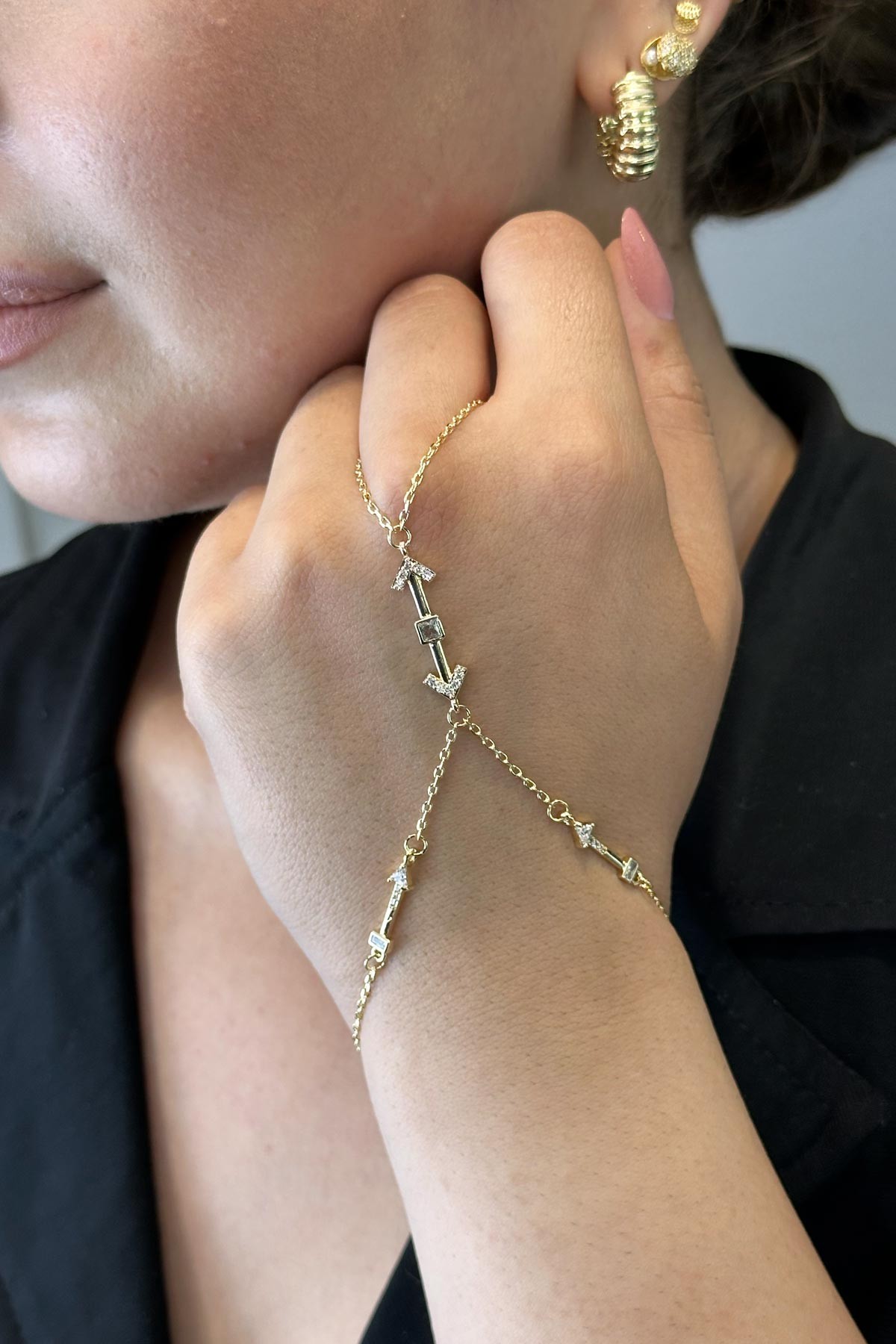 Gold Kristal Detay Zirkon Oklar Şahmeran ASH1113