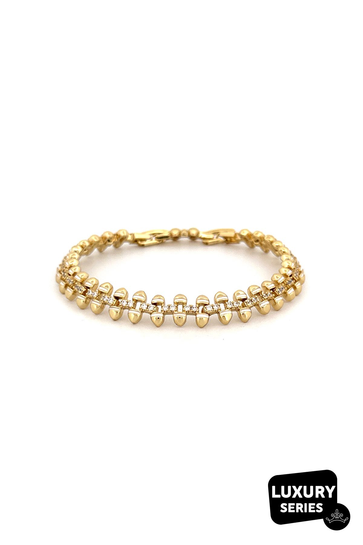 Gold Zirkon Detay Minimal Beyaz Mineli Jeno Luxury Bileklik ABL7022