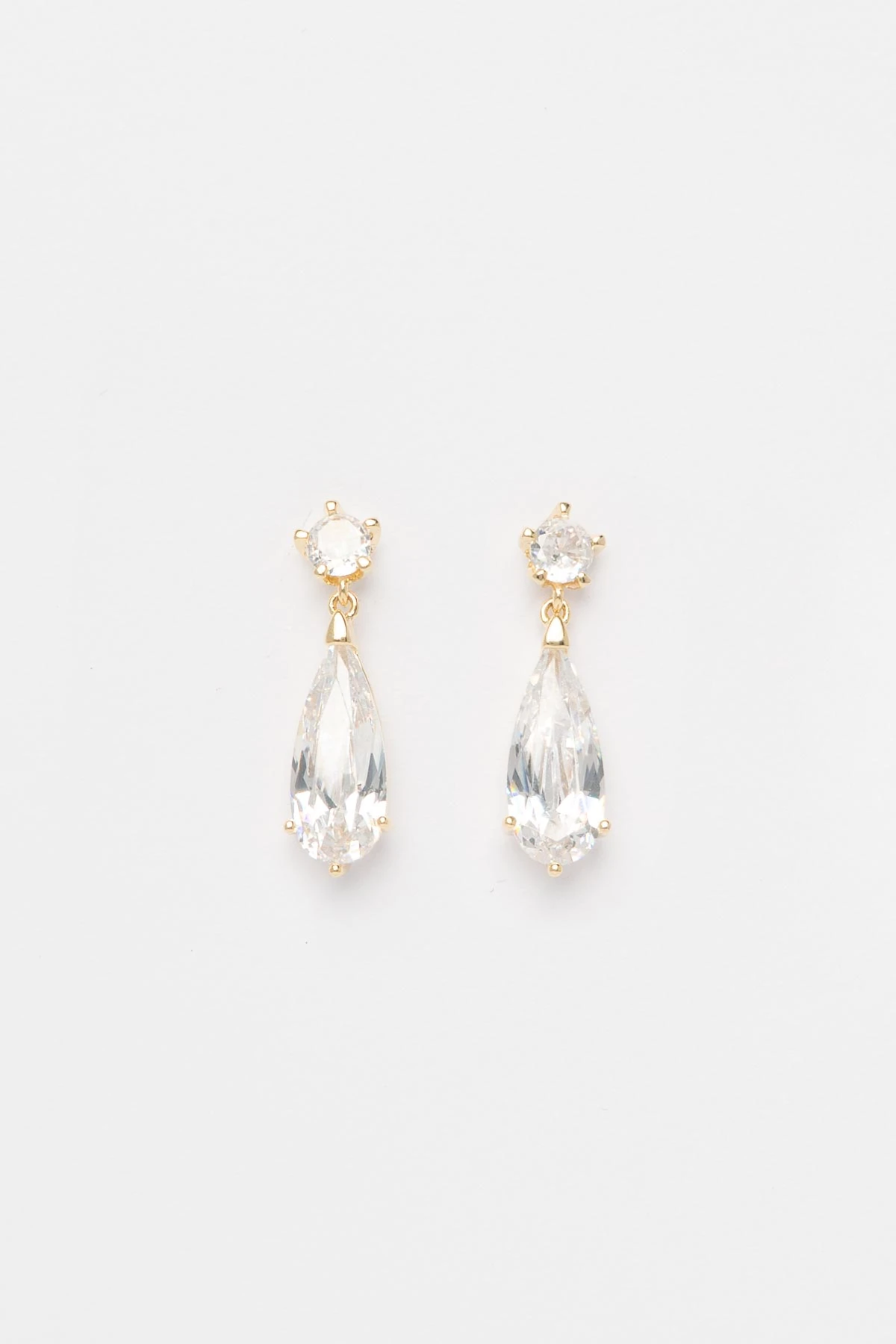 Gold Büyük Damla Krsital Taş Sallantılı Glory Küpe AKE9560