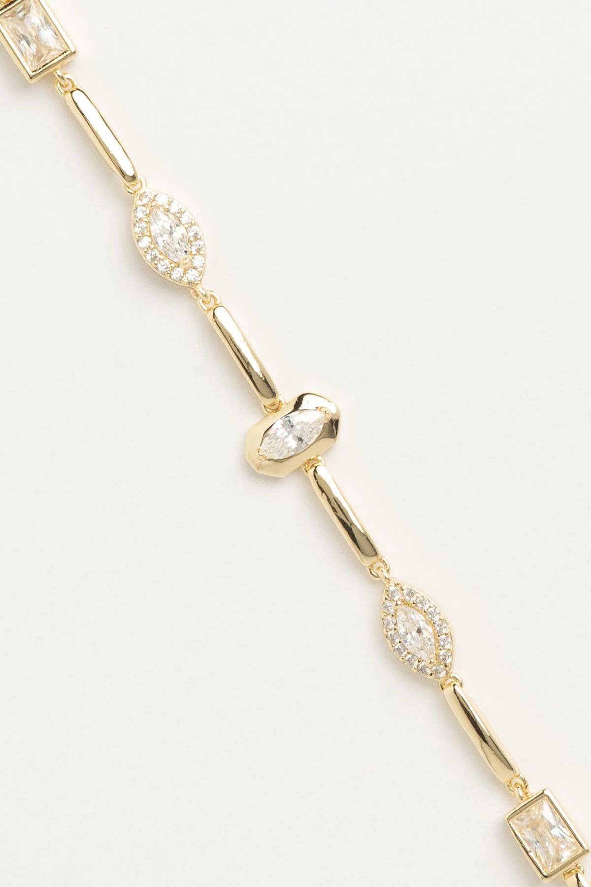 Gold 14K Kare Ve Damla Büyük Kristal Taş Sıralı Luxury Bileklik ABL7636