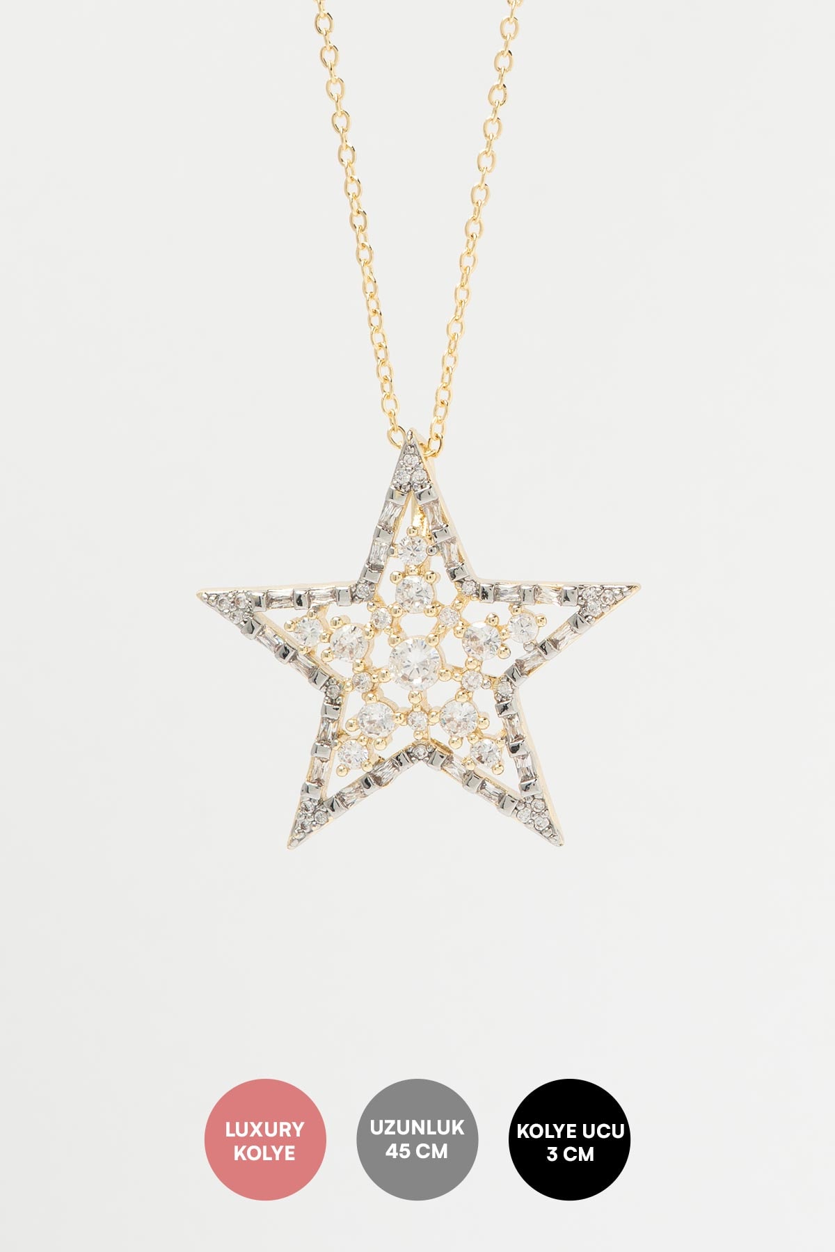 Gold Diamond Star Luxury Kolye AKL4288