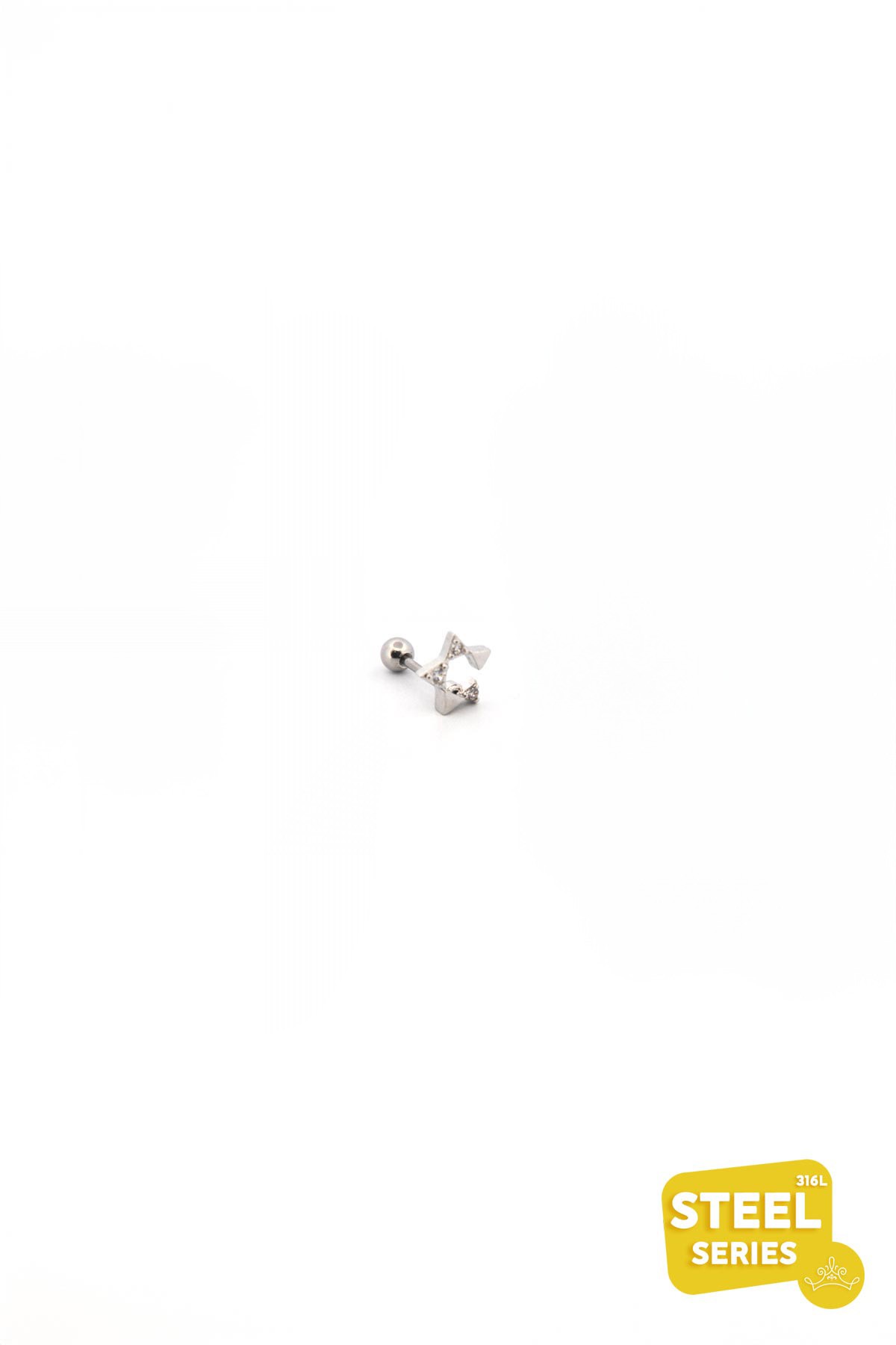 Silver Zirkon Detay Yarım Yıldız 8mm Piercing APR2159