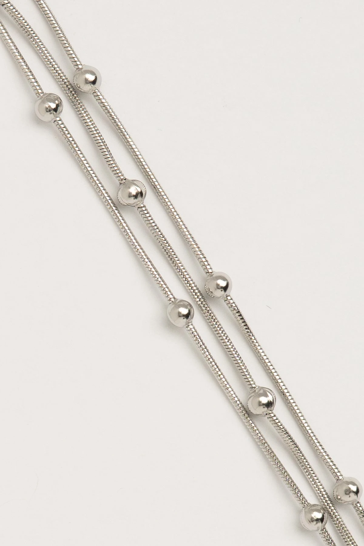 Silver Topçuklu Üçlü Zincir Çelik Bileklik ABL0978