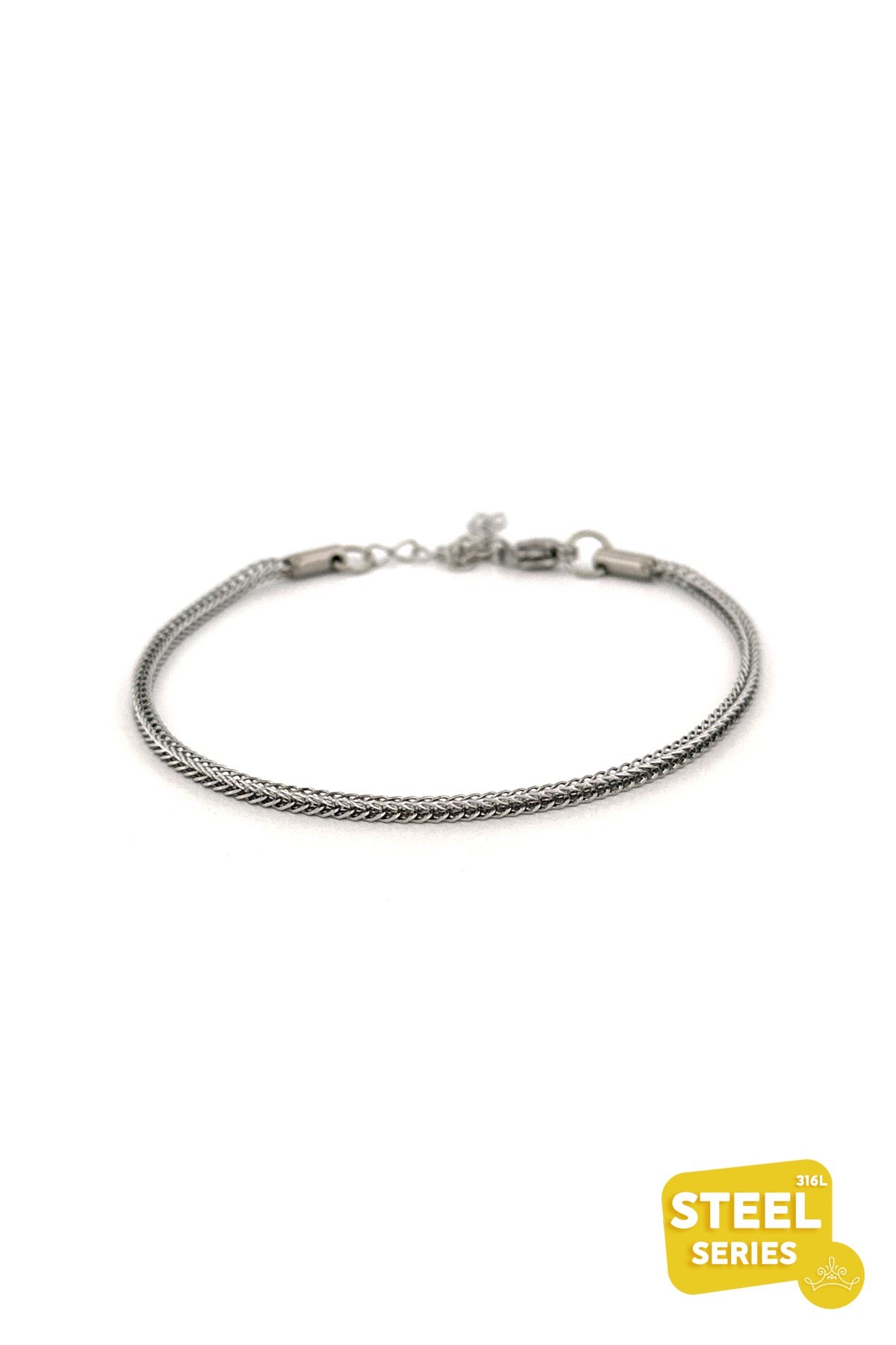 Axesua Men Silver Slim Basic Küp Erkek Çelik Bileklik AMB1285