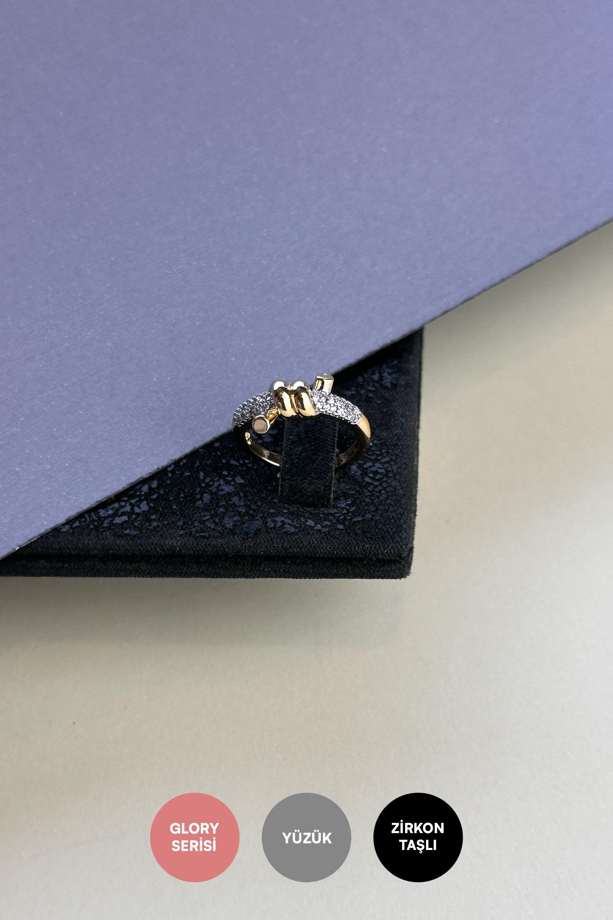 Zirkon Detay Gold Tel Dolama Tasarım Glory Yüzük AYZ8401