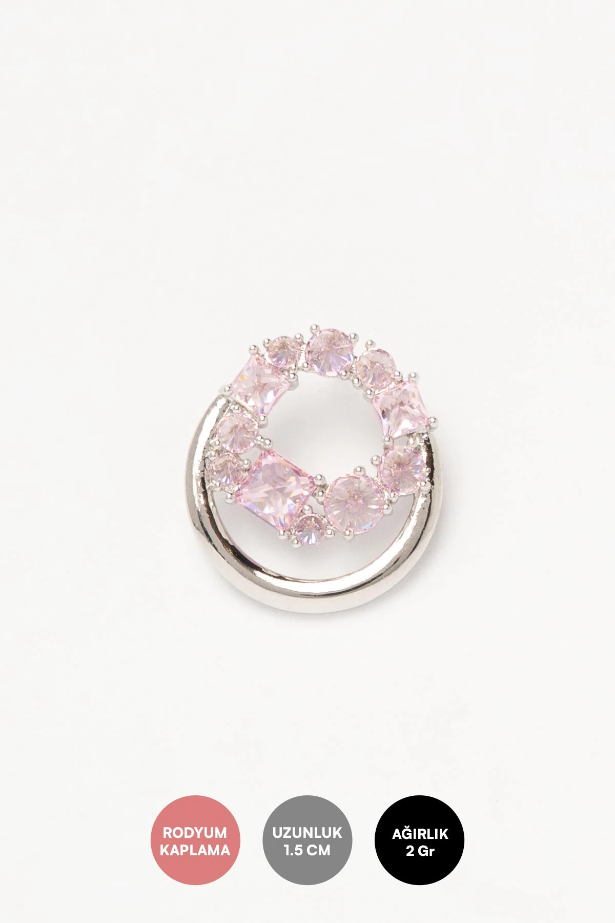 Silver Pembe Taşlı Çember İçinde Çember Tasarım Luxury Küpe AKE9401