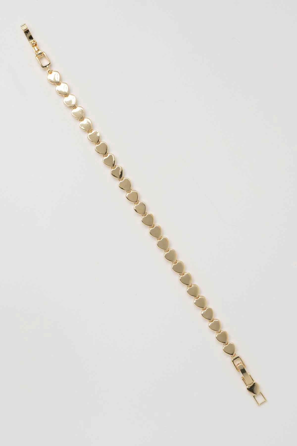 Gold 14K Mini Kalp Sıralı Luxury Bileklik ABL7582