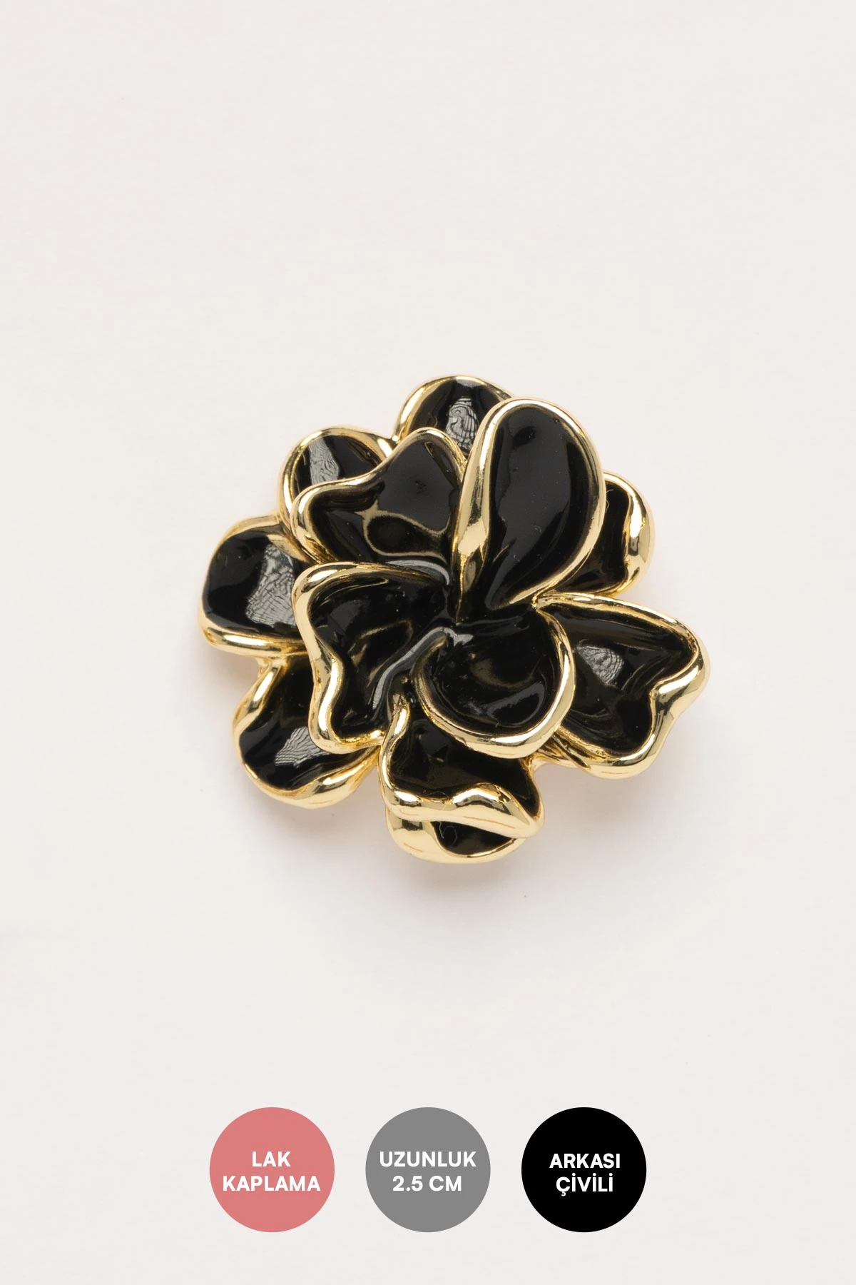 Gold Kenarlı Siyah Seramik Tasarık Çiçek Stefany Küpe AKE9789