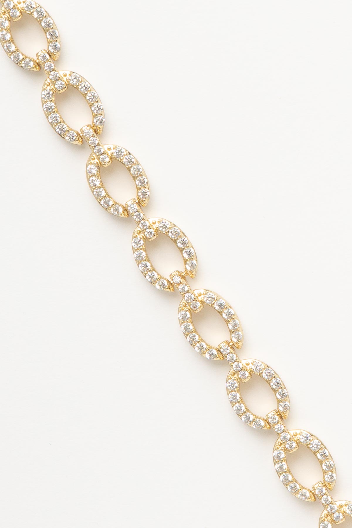 Gold 14K Zirkon Kaplı Halka Sıralı Luxury Bileklik ABL7508