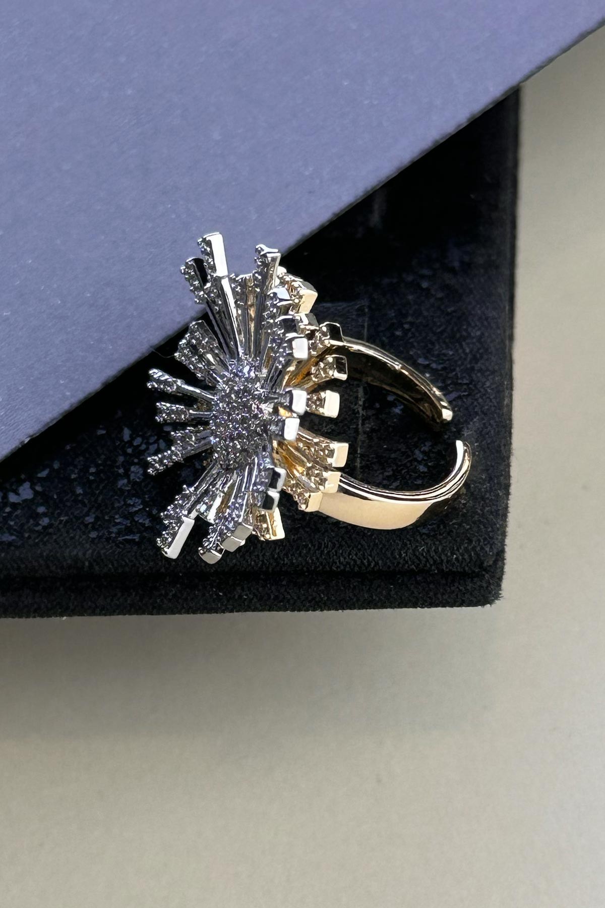 Gold Silver Zirkon Patlaması Tasarım Glory Yüzük AYZ8405