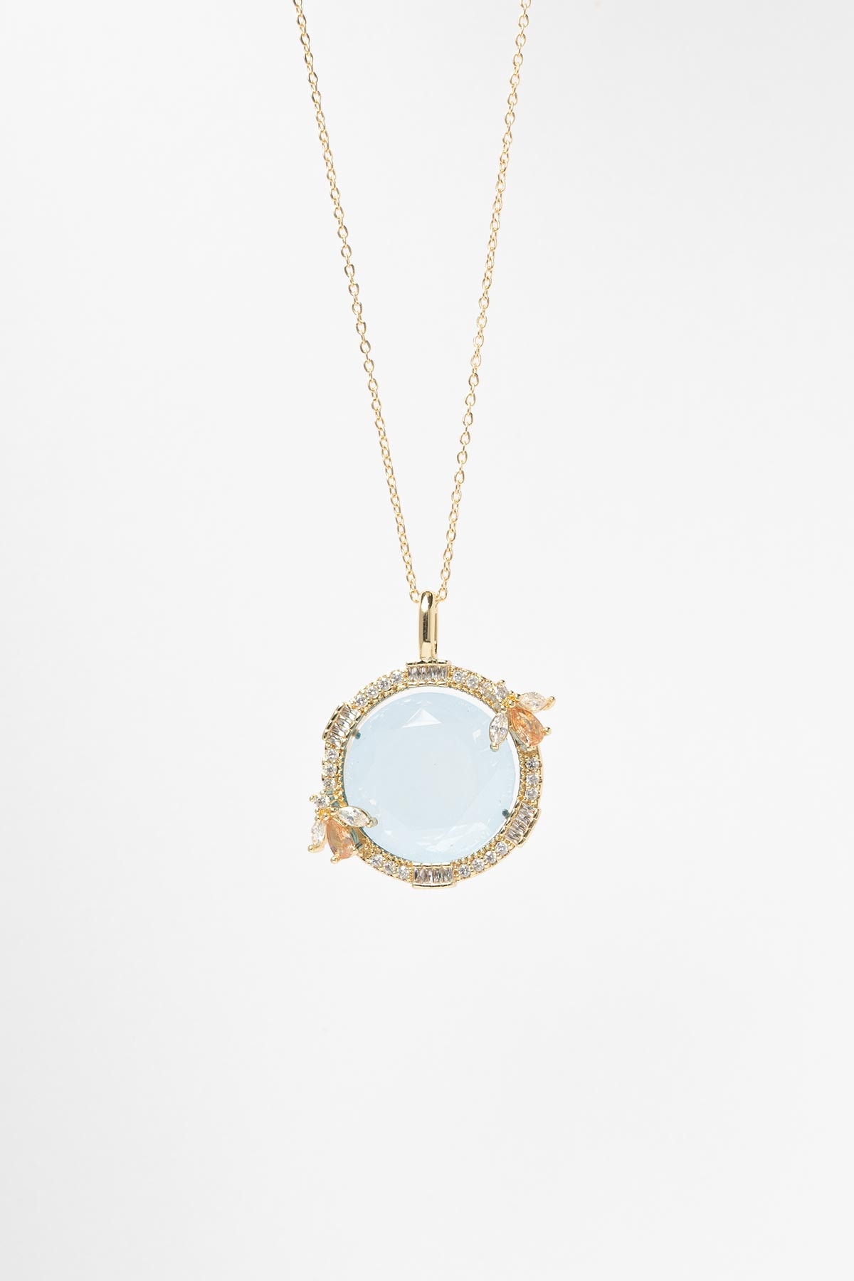 Gold Solar Bloom Blue Luxury Kolye AKL4268