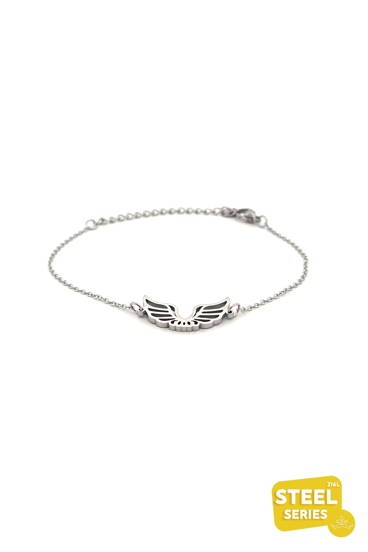 Silver Basic Angel Wing Çelik Bileklik ABL6065