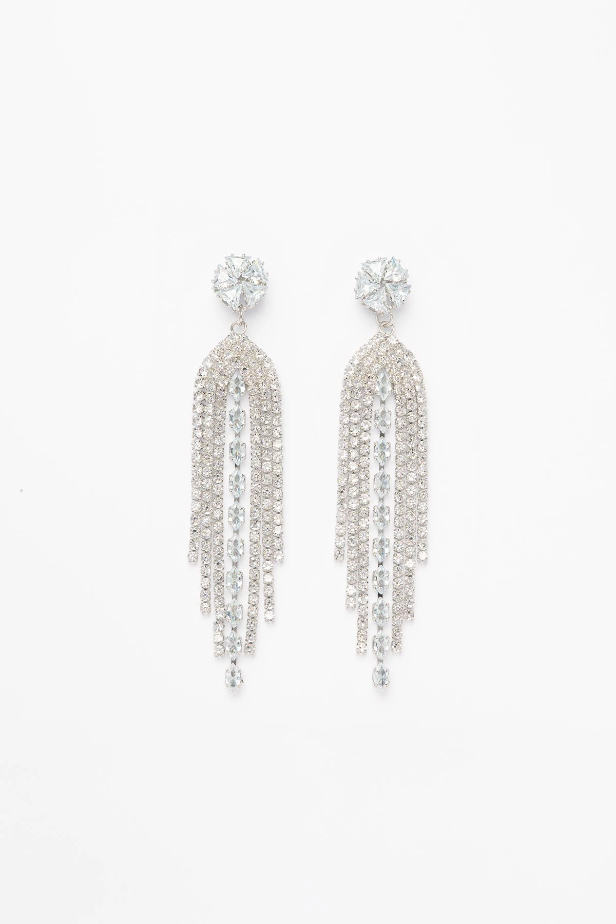 Çiçek Tasarım Kristal Taş Altından Sallantılı Suyolu Ve Kristaller Shiny Küpe AKE9518