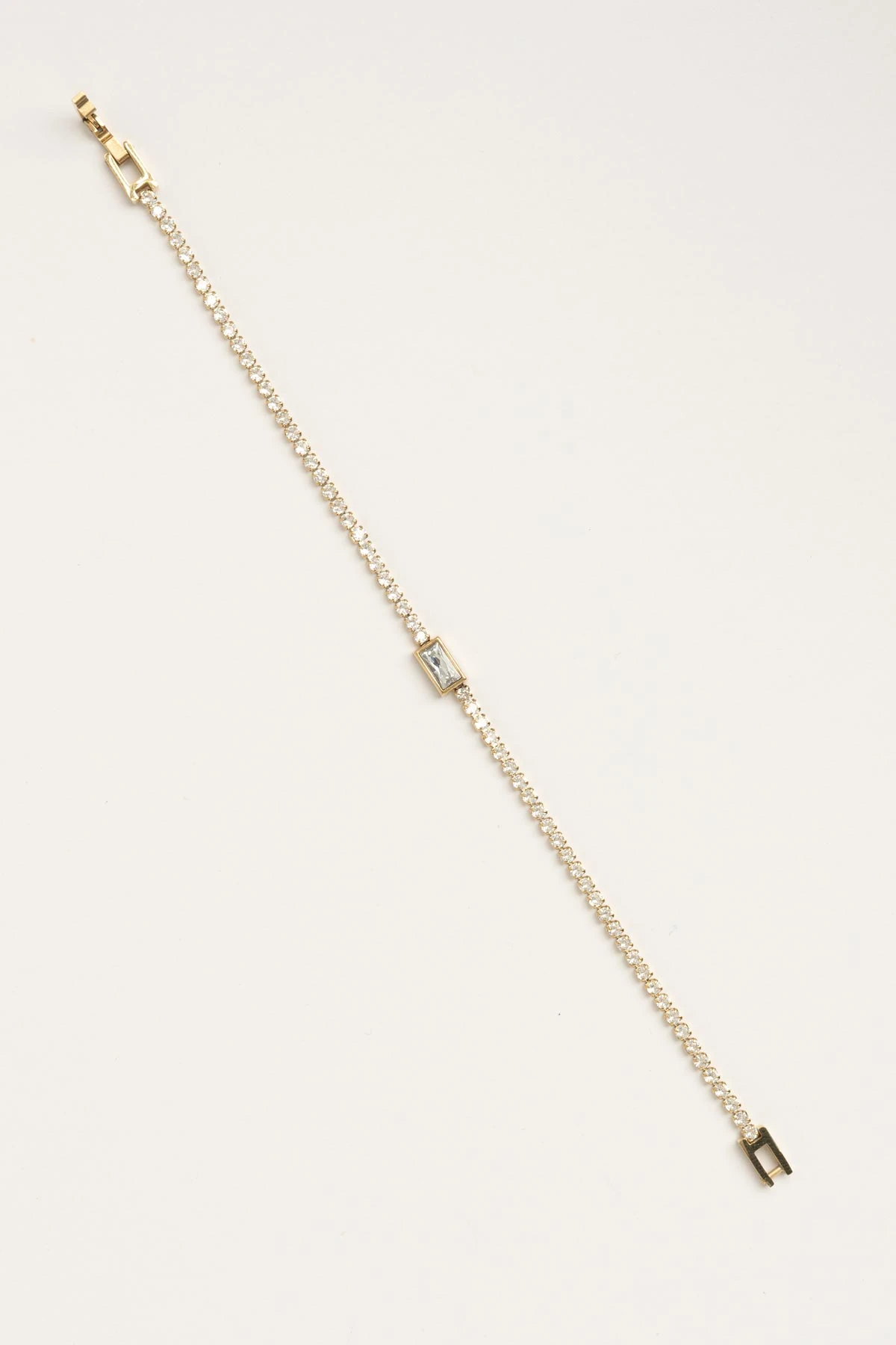 Gold Minimal Suyolu Tasarım Kare Tektaş Detay Çelik Bileklik ABL7556