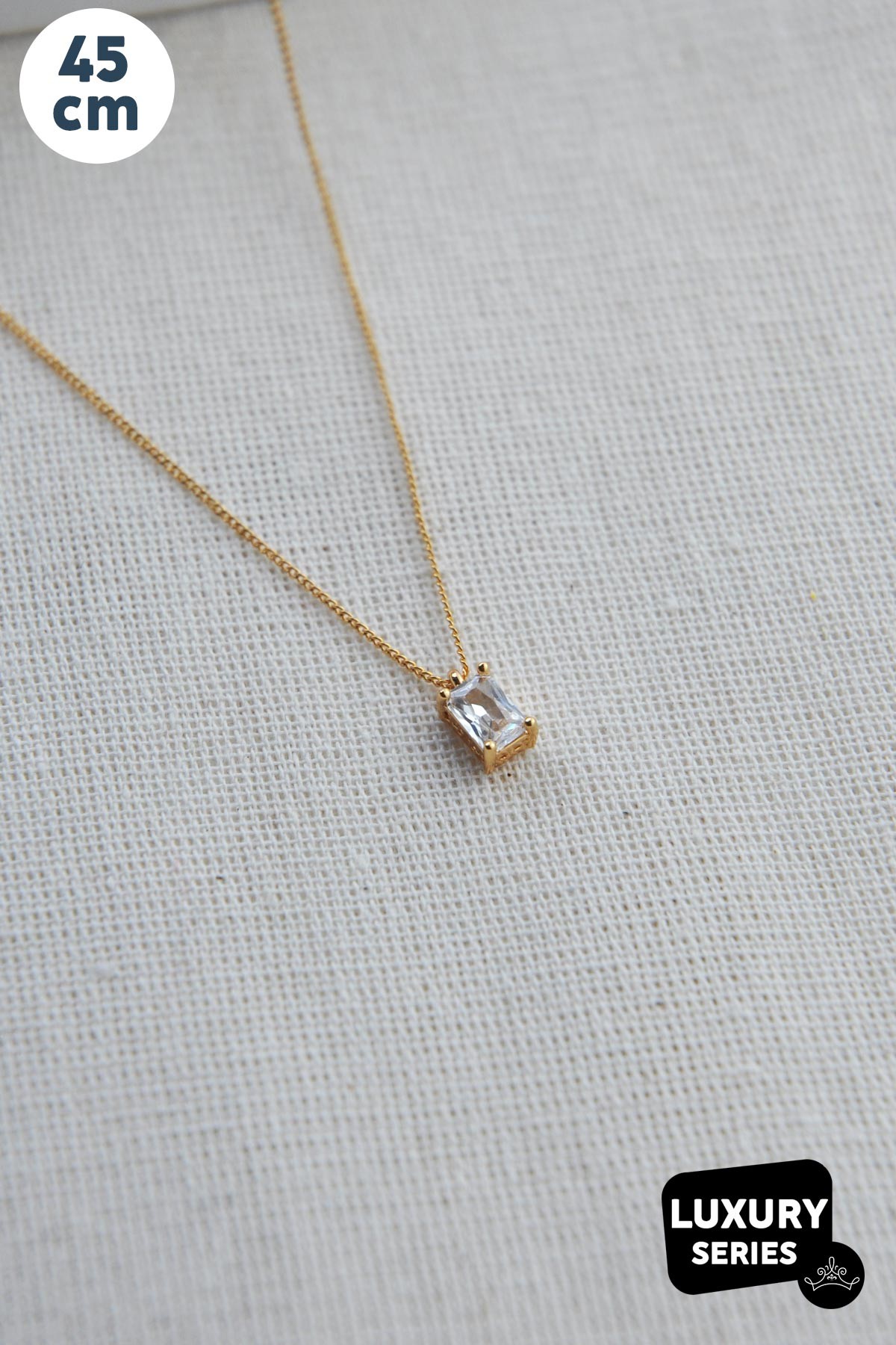 Gold Tasarım Baget Tektaş Luxury Kolye 45 Cm AKL2851