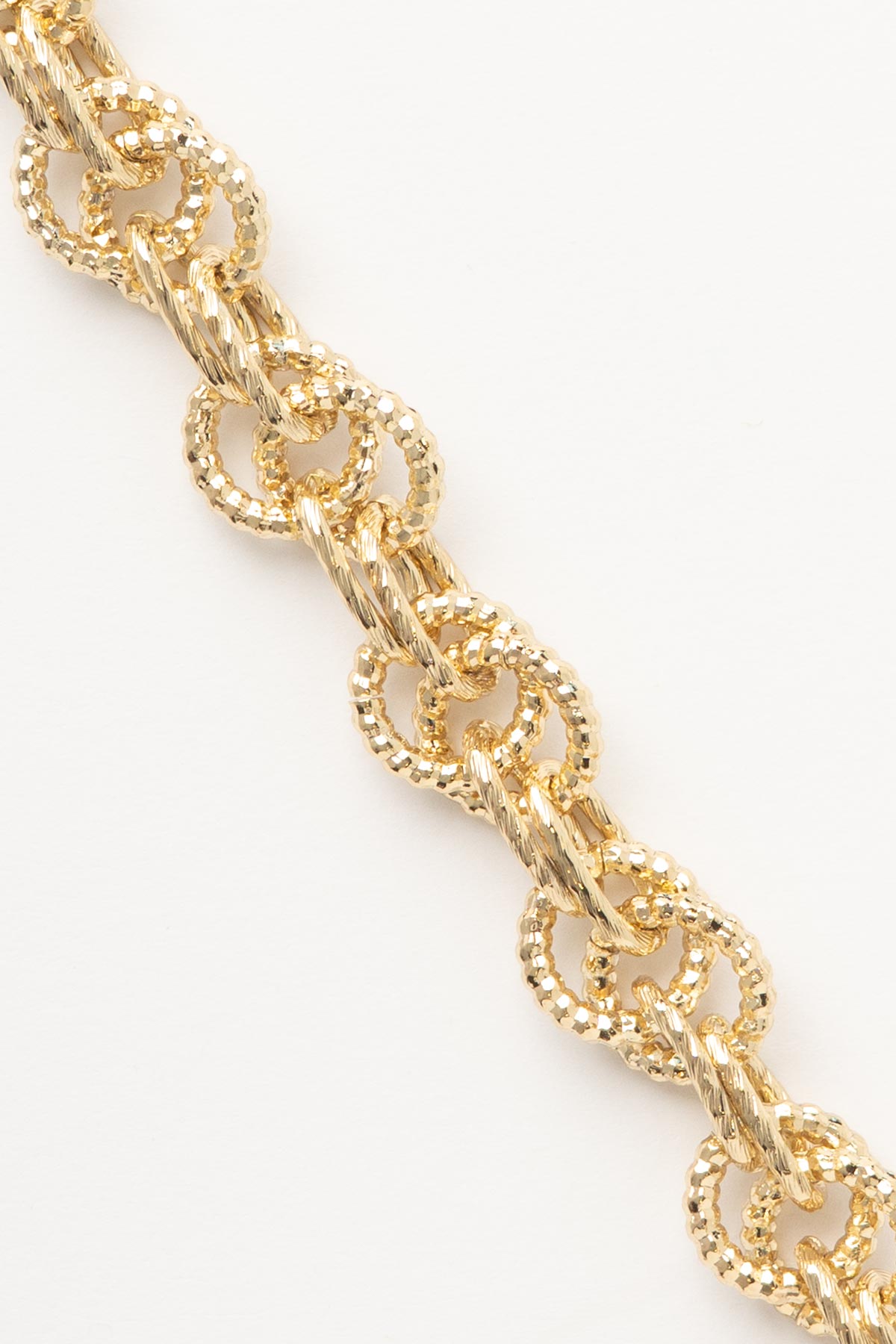 Gold 14K Dokulu Çift Halkalı Zincir Sıralı Luxury Bileklik ABL7515