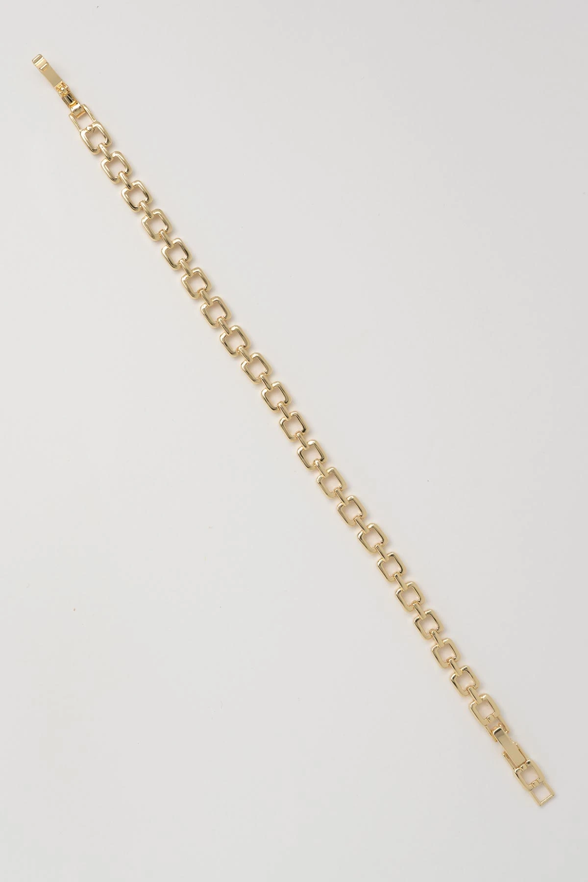 Gold 14K Kare Zincir Sıralı Luxury Bileklik ABL7584