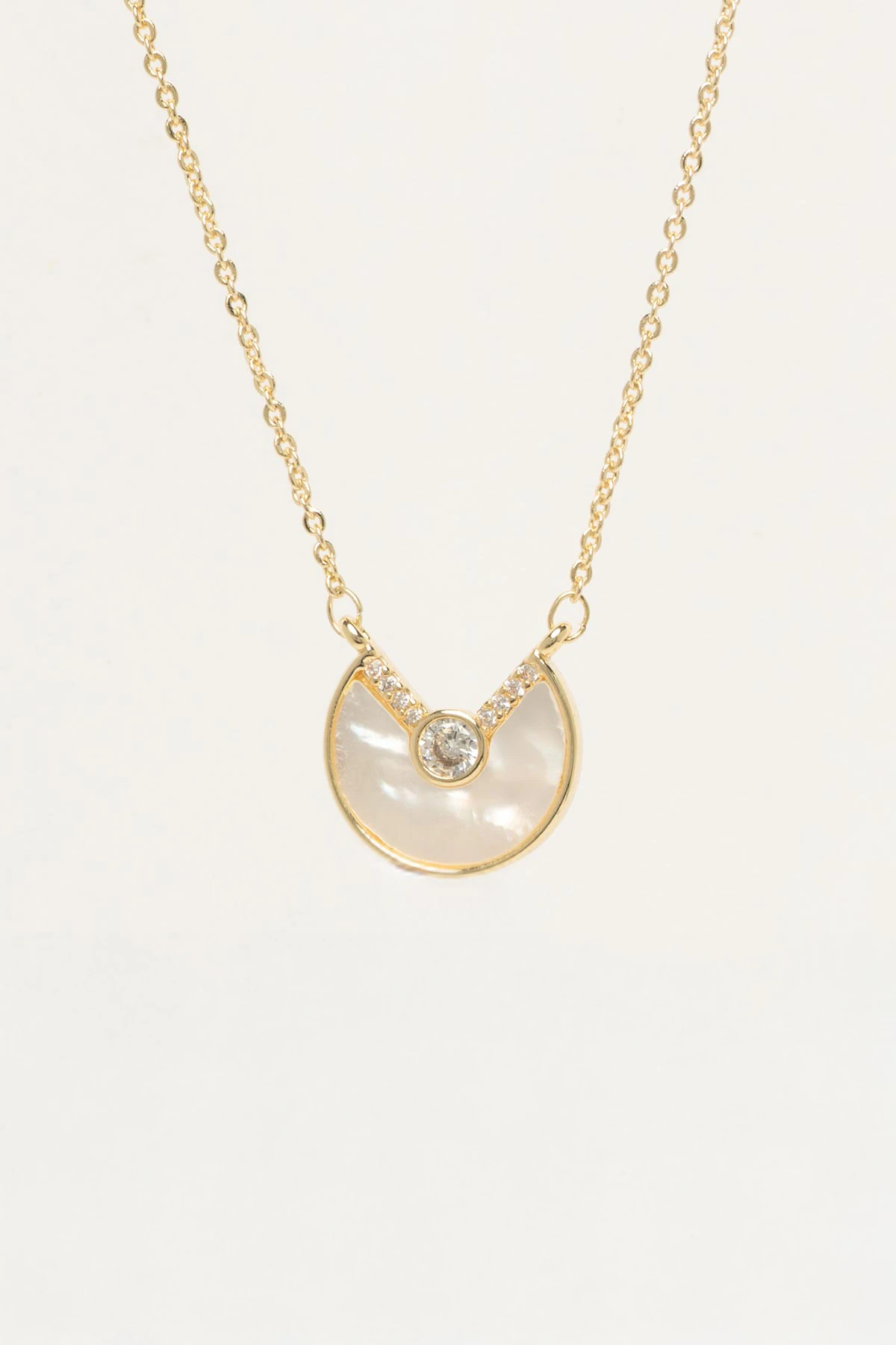 Gold Sedef Detay Kesik Çember Tasarım Luxury Kolye AKL4414