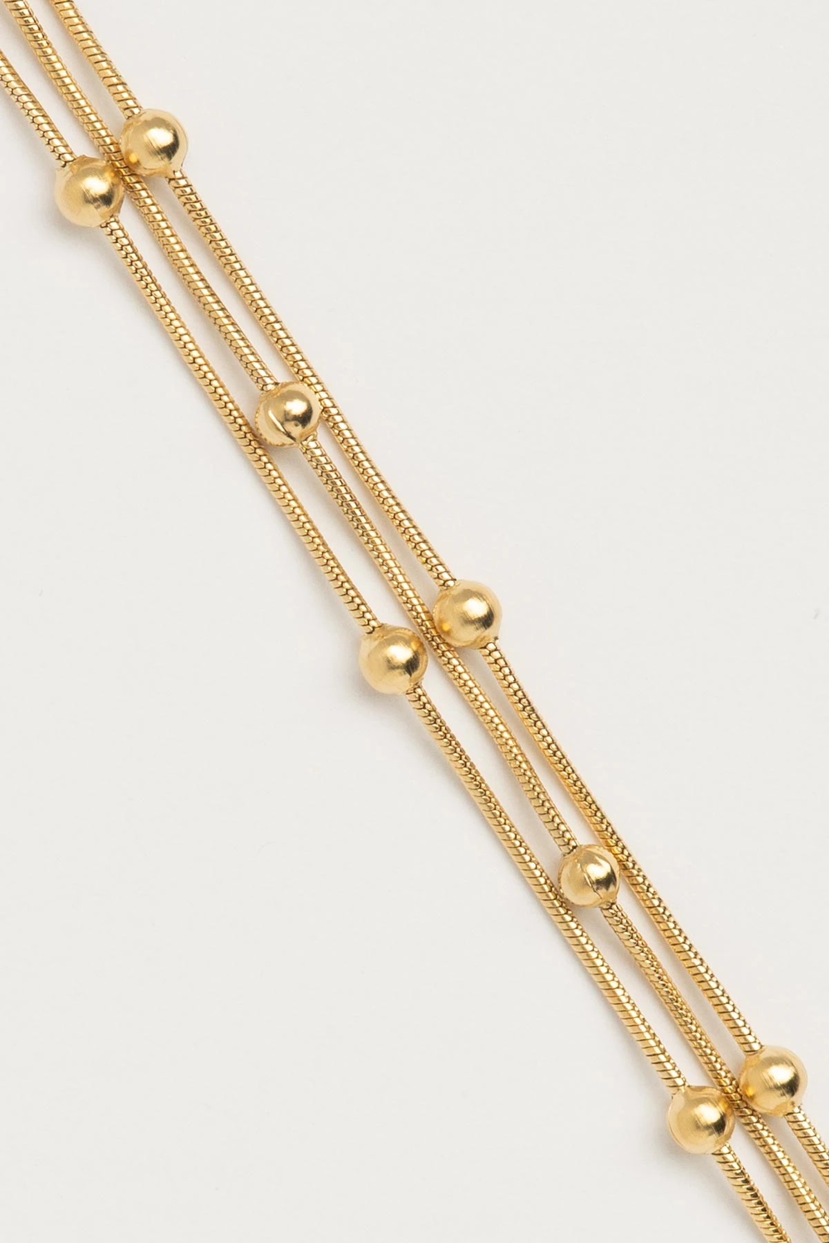 Gold Topçuklu Üçlü Zincir Çelik Bileklik ABL0977