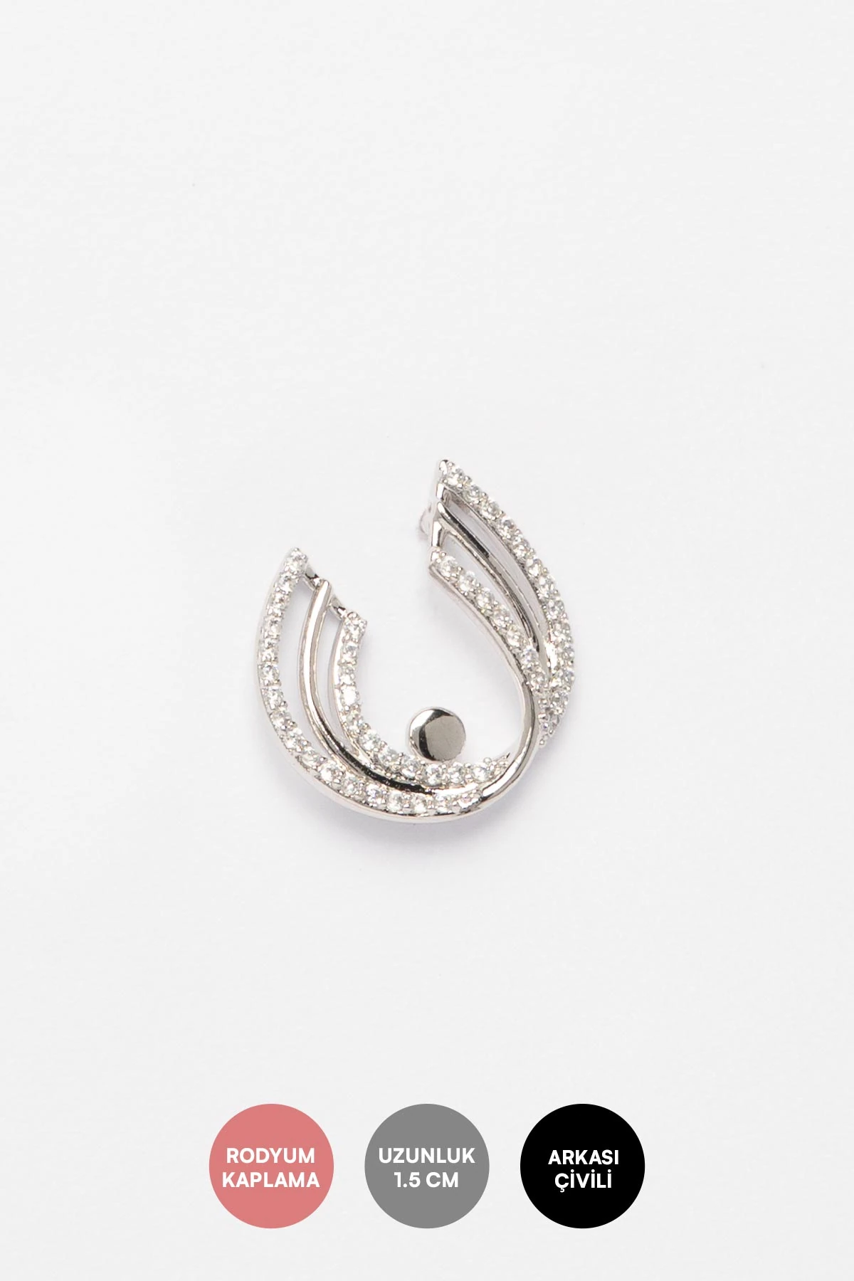 Silver Zirkon Taşlı Meşale Tasarım Luxury Küpe AKE9553