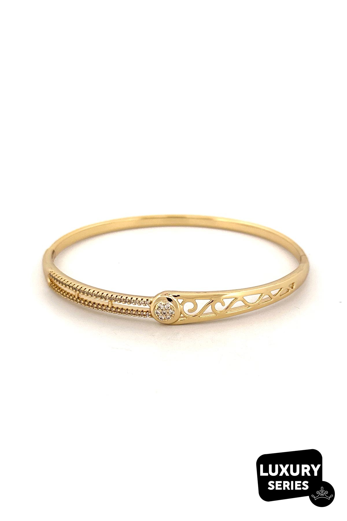 Gold Minimal Zirkon Santiago Tasarım Luxury Kelepçe ABL7102