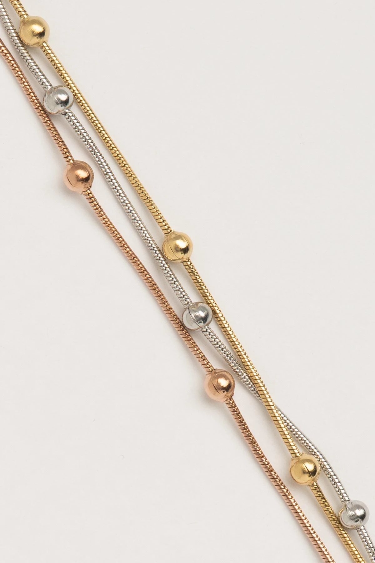 Multicolor Topçuklu Üçlü Zincir Çelik Bileklik ABL7561