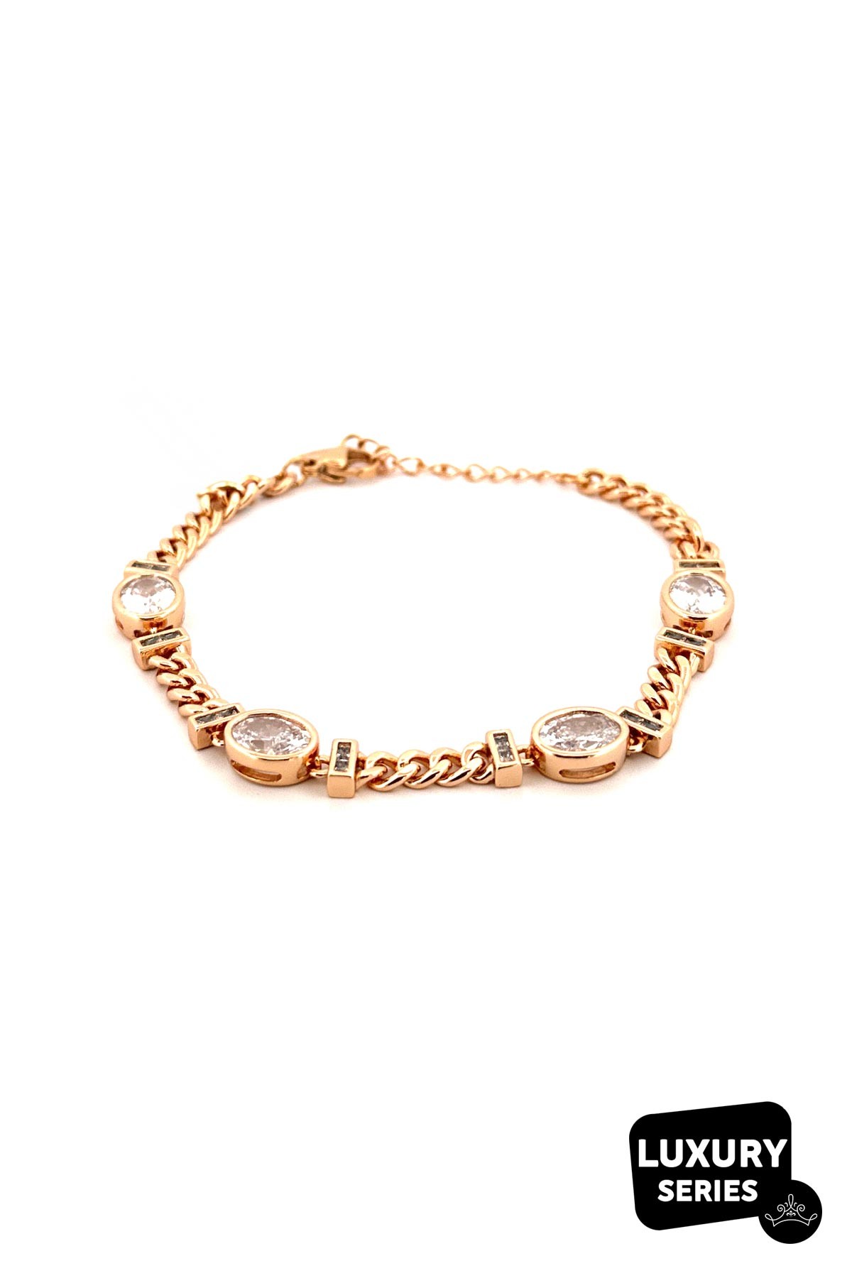 Gold Oval Kristal Taşlı Luxury Bileklik ABL6714