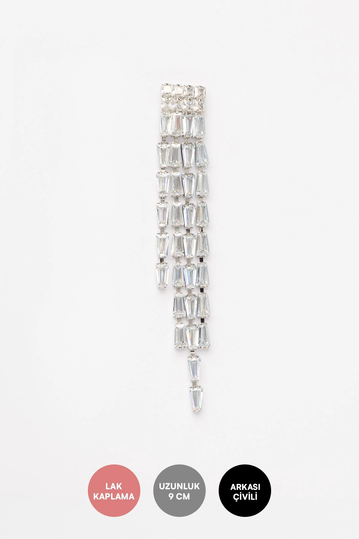 Kare Kristal Taşlarda Sallantılı Baget Taşlar Shiny Küpe AKE9519