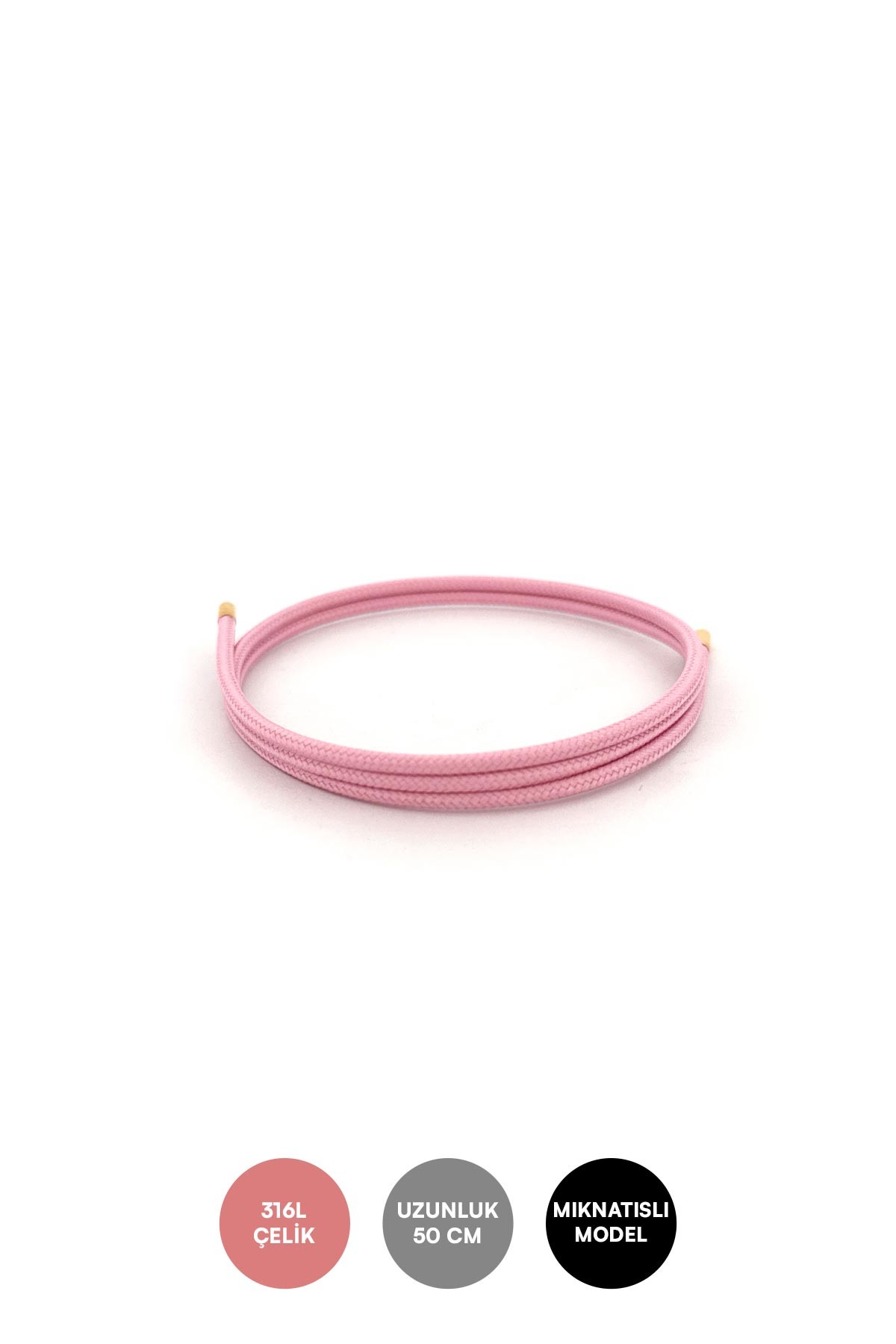 Pembe Renk Mıknatıslı İp Bileklik ABL7173