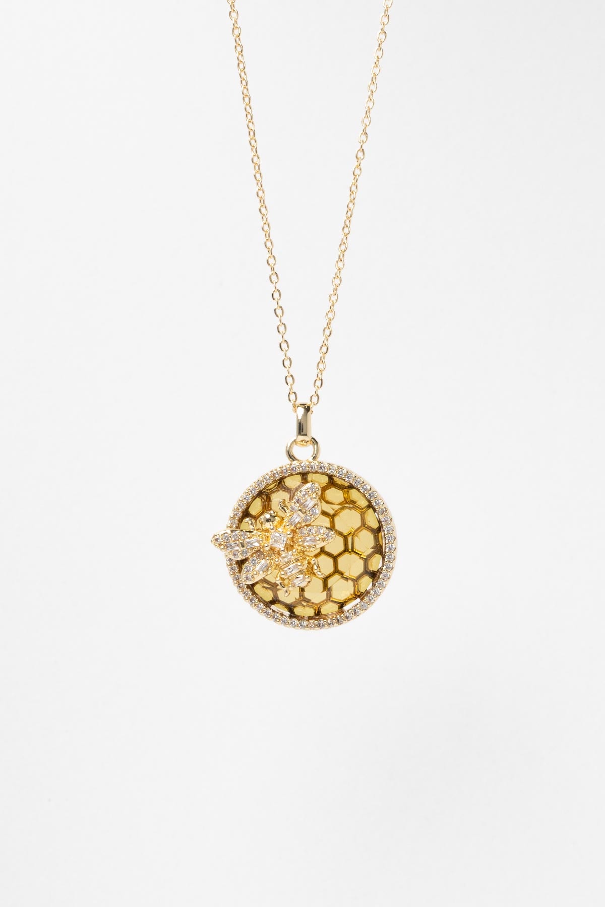 Gold Honeycomb Yellow Luxury Kolye AKL4273