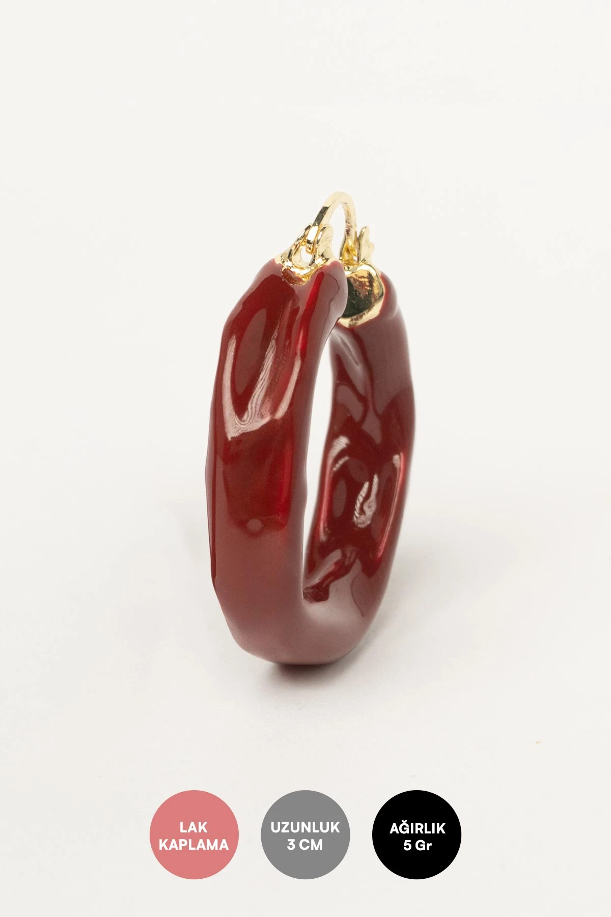 Kahverengi Deri Görünümlü Buruşuk Desen Halka Stefany Küpe AKE9647