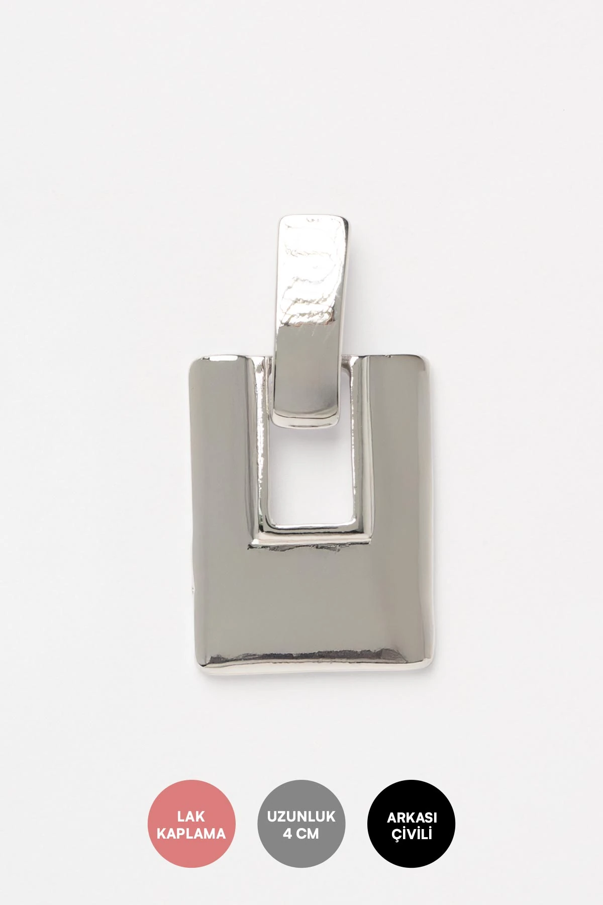 Silver Retro Block Stefany Küpe AKE9670