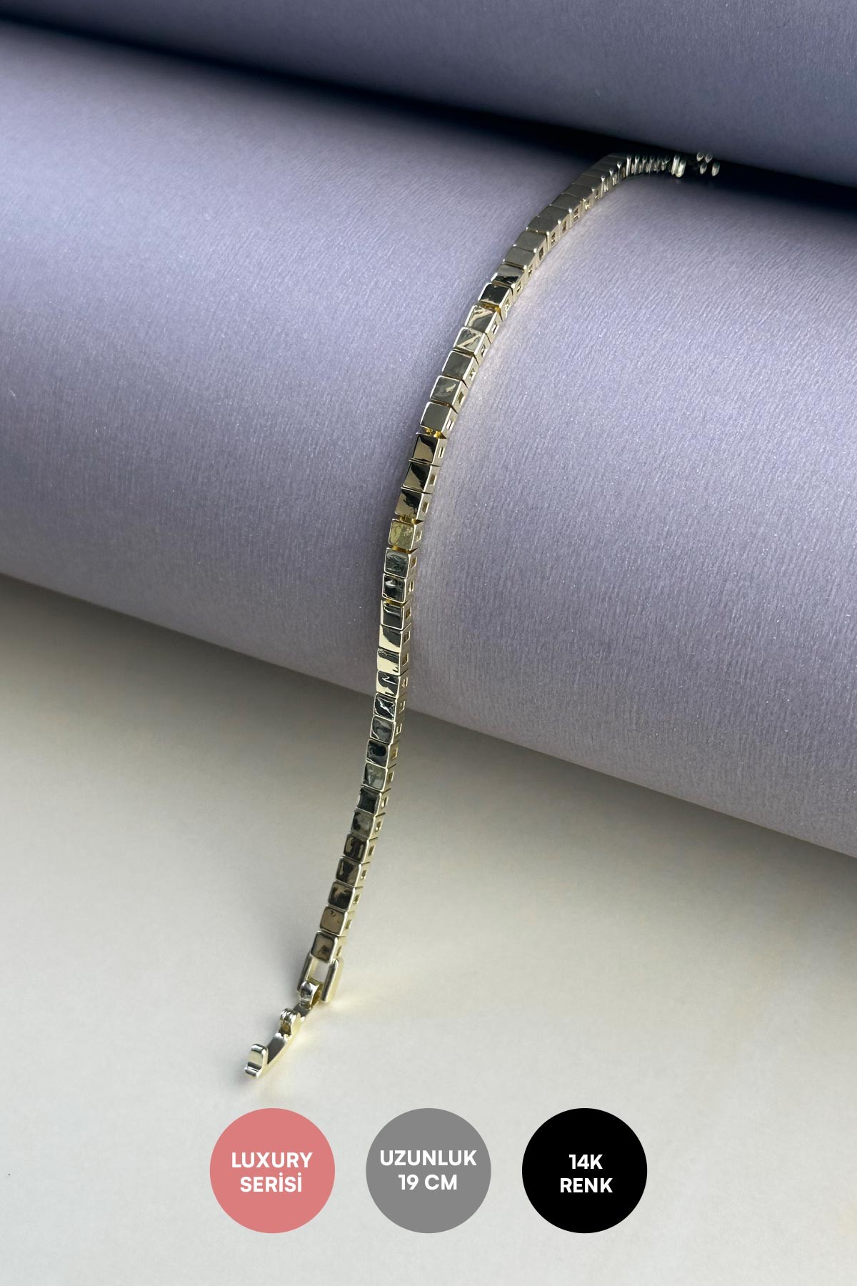 Gold Casual Sıra Kareler Bileklik ABL6861