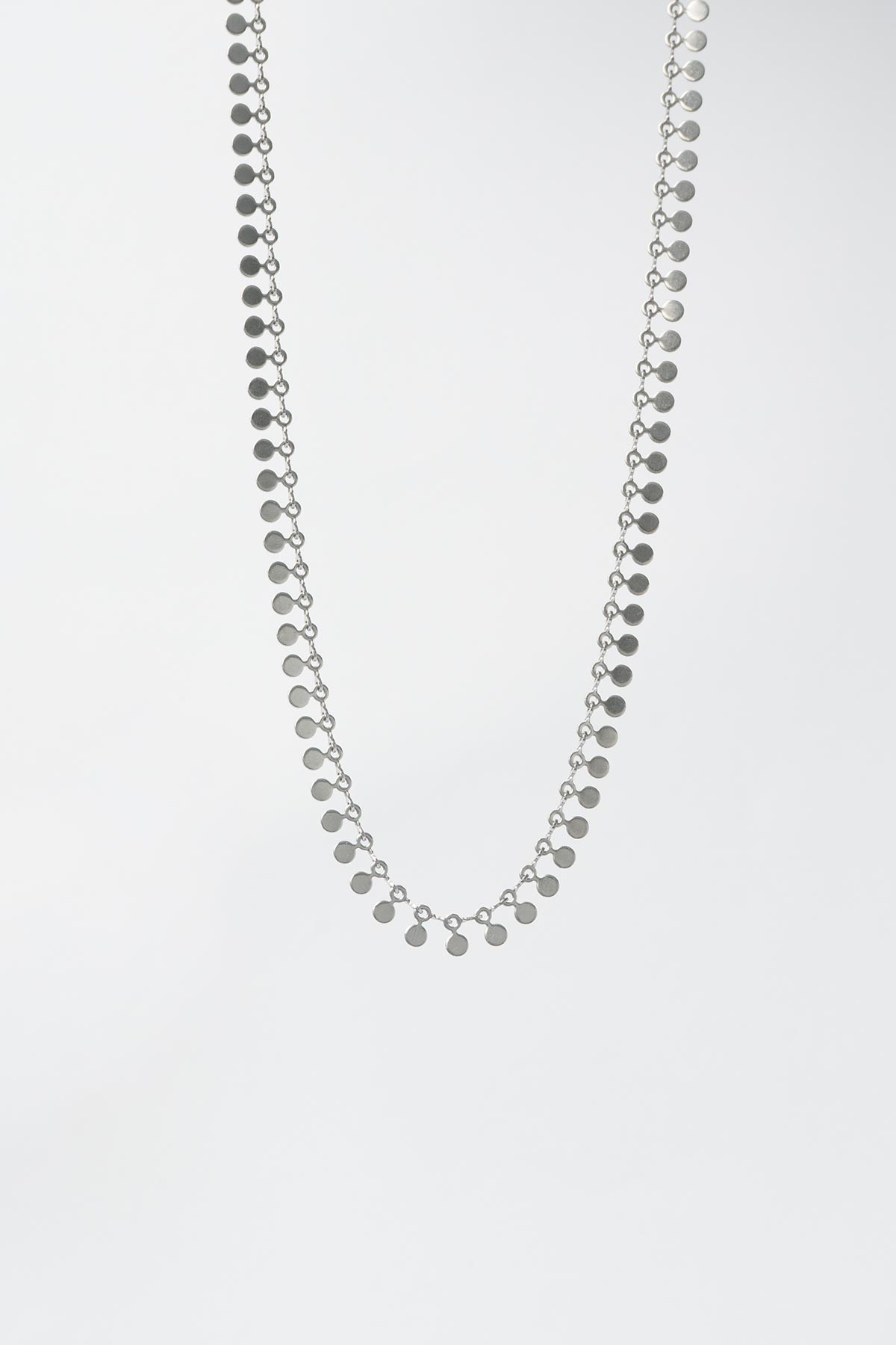 Silver Minimal Pul Sıralı 45cm Çelik Kolye AKL4181