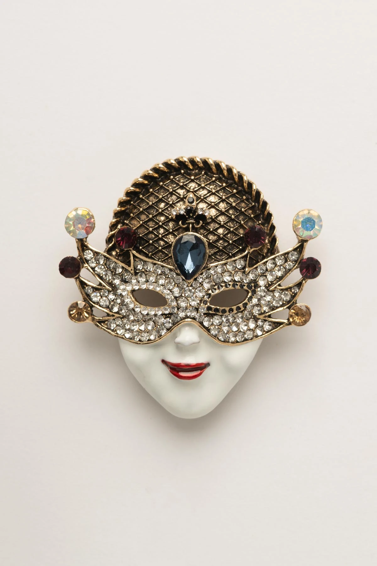 Taşlı Büyük Balo Maskesi Yaka Broşu ABR9161