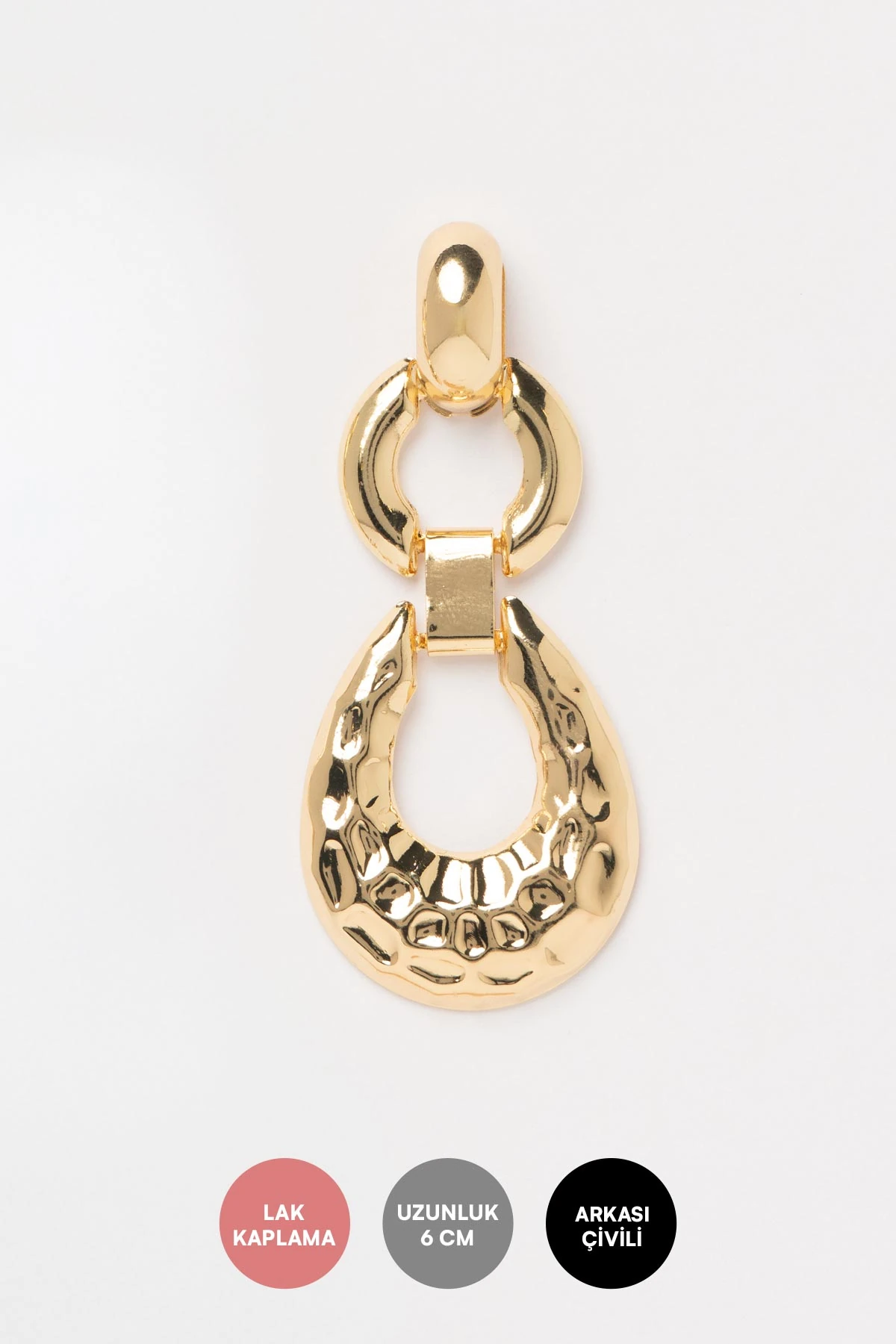 Gold Desenli Tokmak Tasarım Stefany Küpe AKE9665