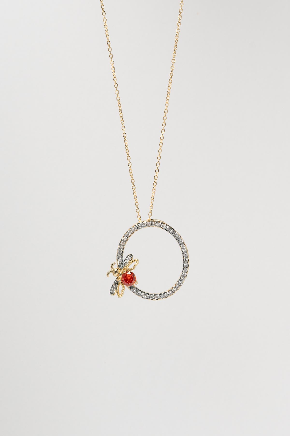 Gold Ruby Bee Luxury Kolye AKL4298