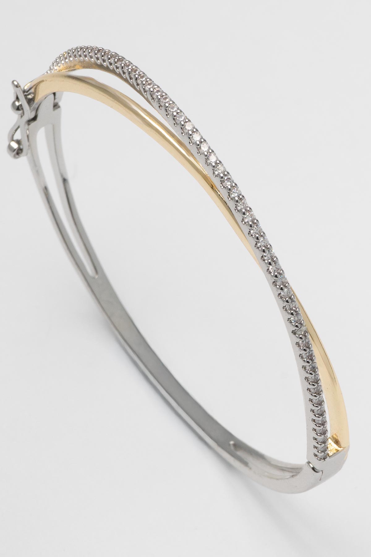 Gold Silver Tasarım Tektaş Dizili Luxury Kelepçe Bileklik ABL7351