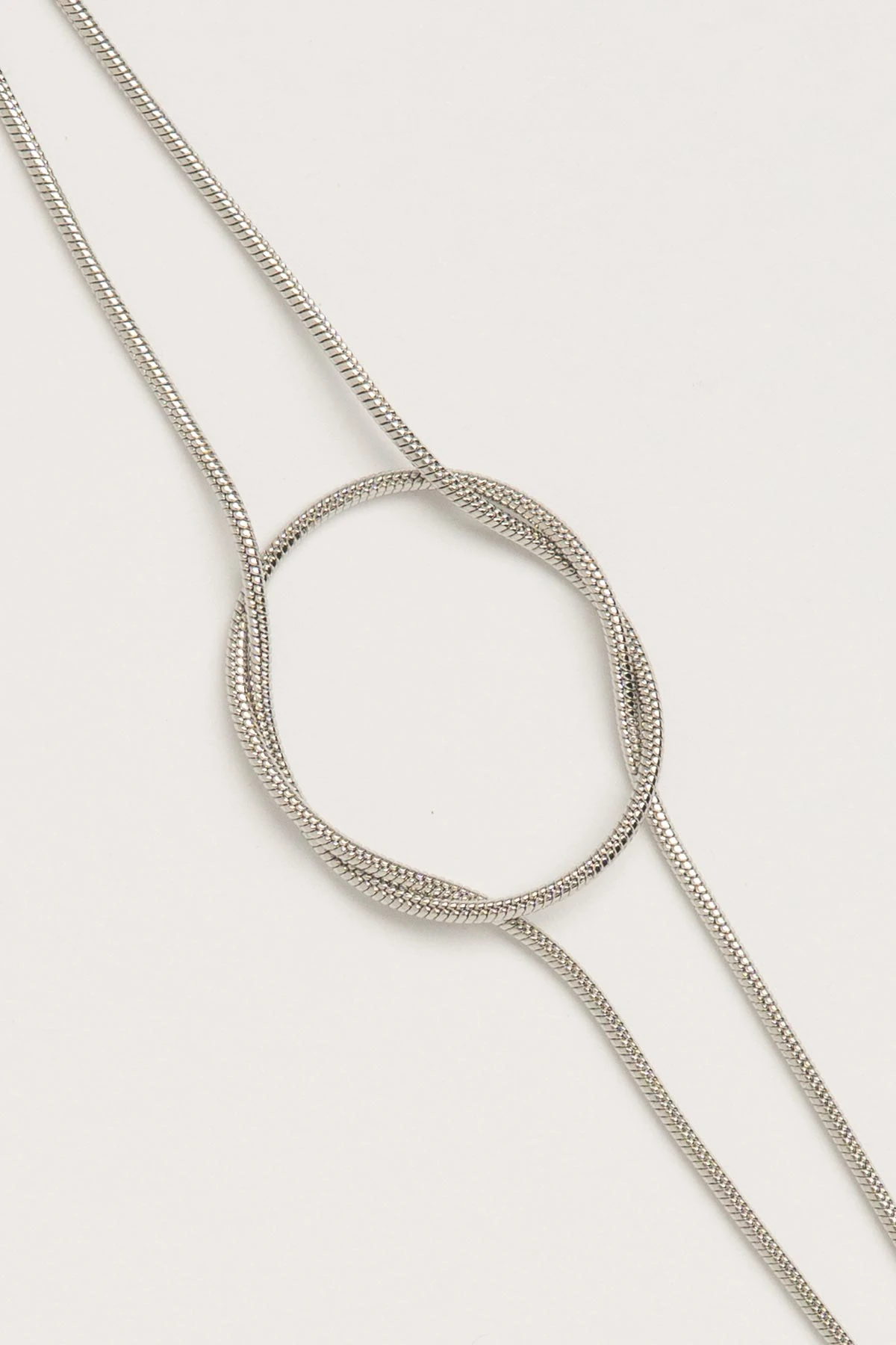 Silver Slim Boru Zincir Düğümcük Detay Künye Çelik Bileklik ABL6172