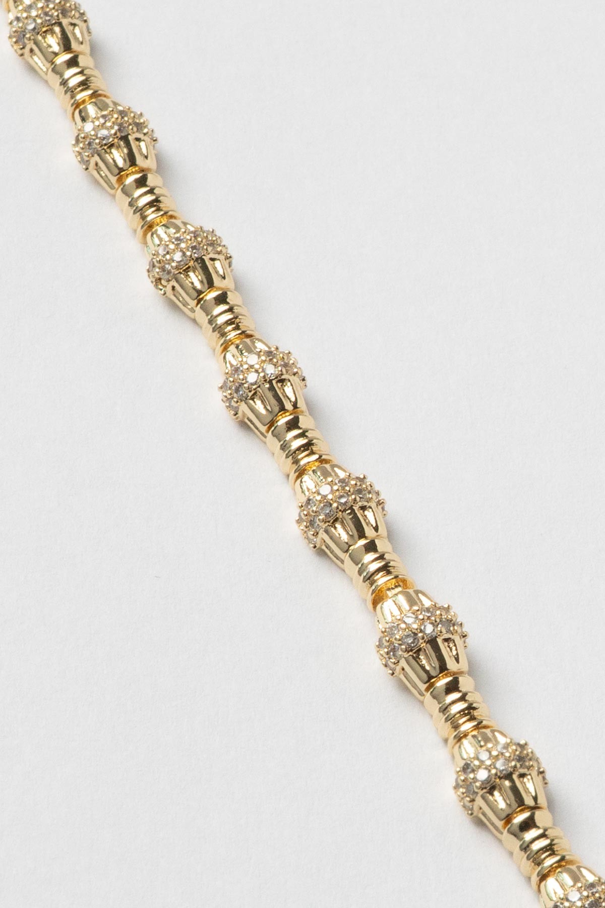 Gold 14K Zirkon Taş Sıralı Yarım Silindir Tasarım Luxury Bileklik ABL7393