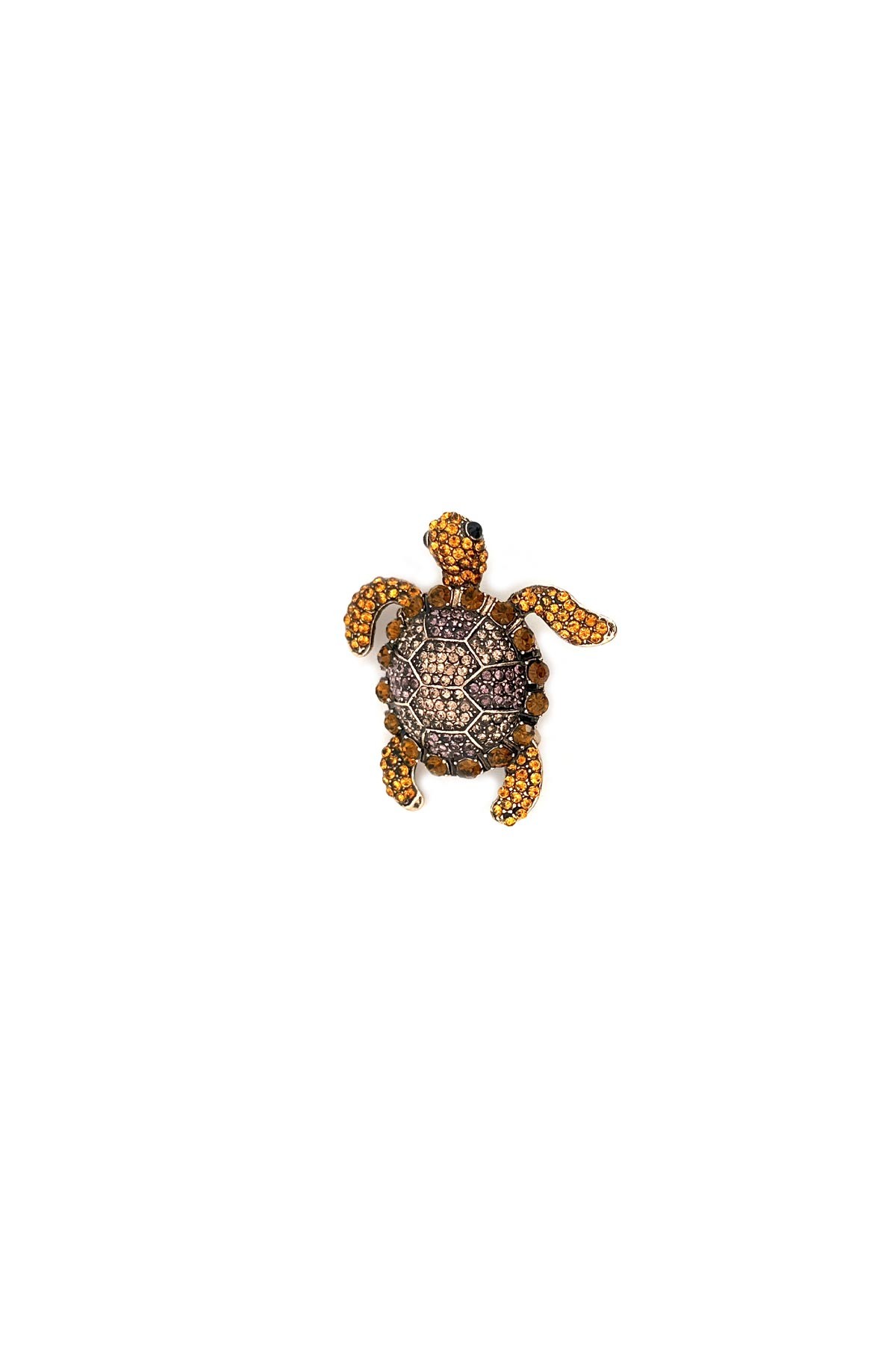 Kristal Taşlı Karetta Tasarım Bronz Yaka Broşu ABR9124