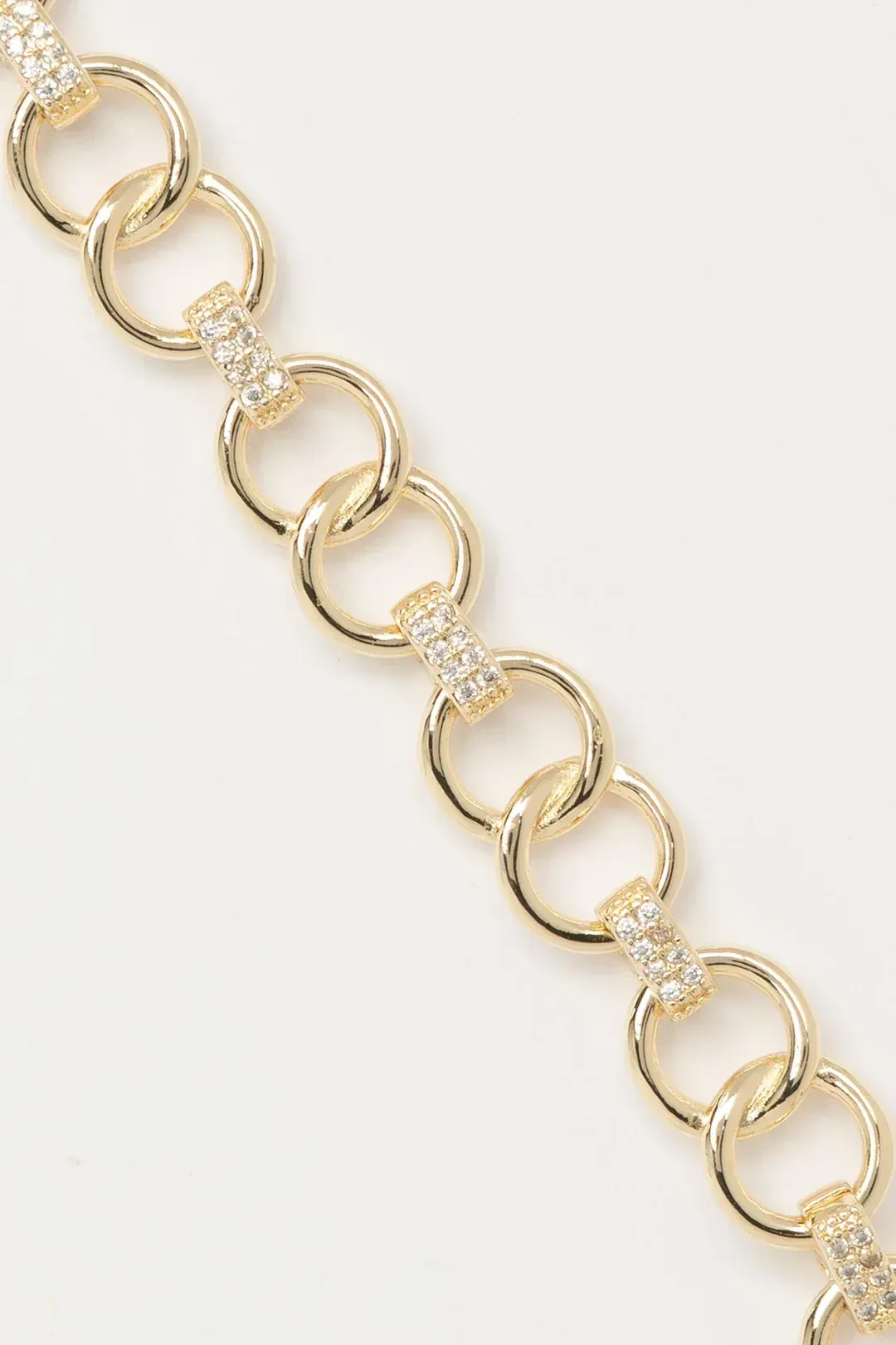 Gold 14K Zirkon Detay İkili Halka Zincir Sıralı Luxury Bileklik ABL7589