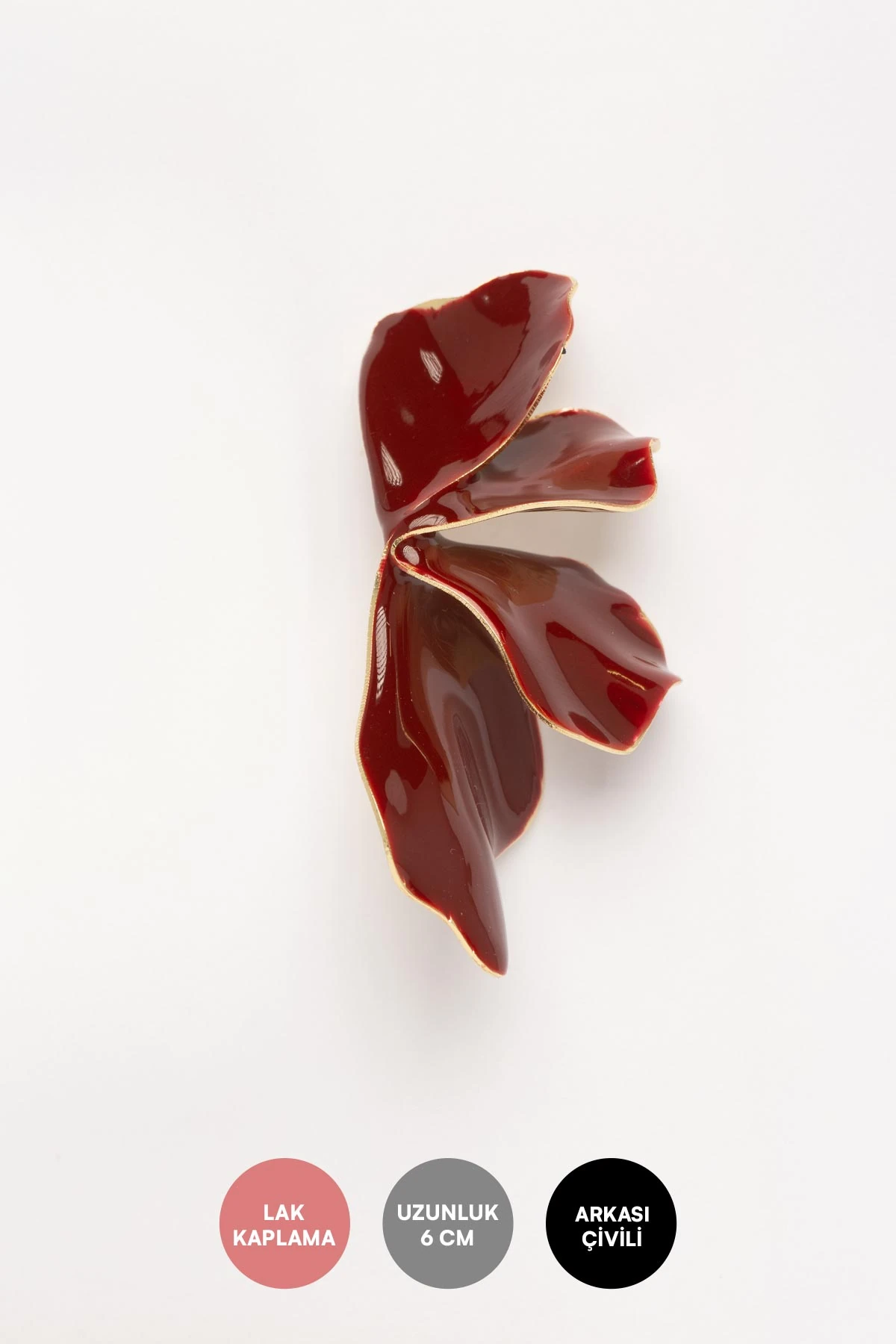 Gold Kenar Bordo Seramik Tasarım Yaprak Stefany Küpe AKE9804