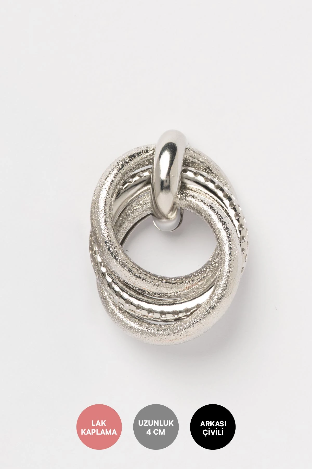 Silver Simli Ve Desenli İç İçe Halkalar Tasarım Stefany Küpe AKE9653