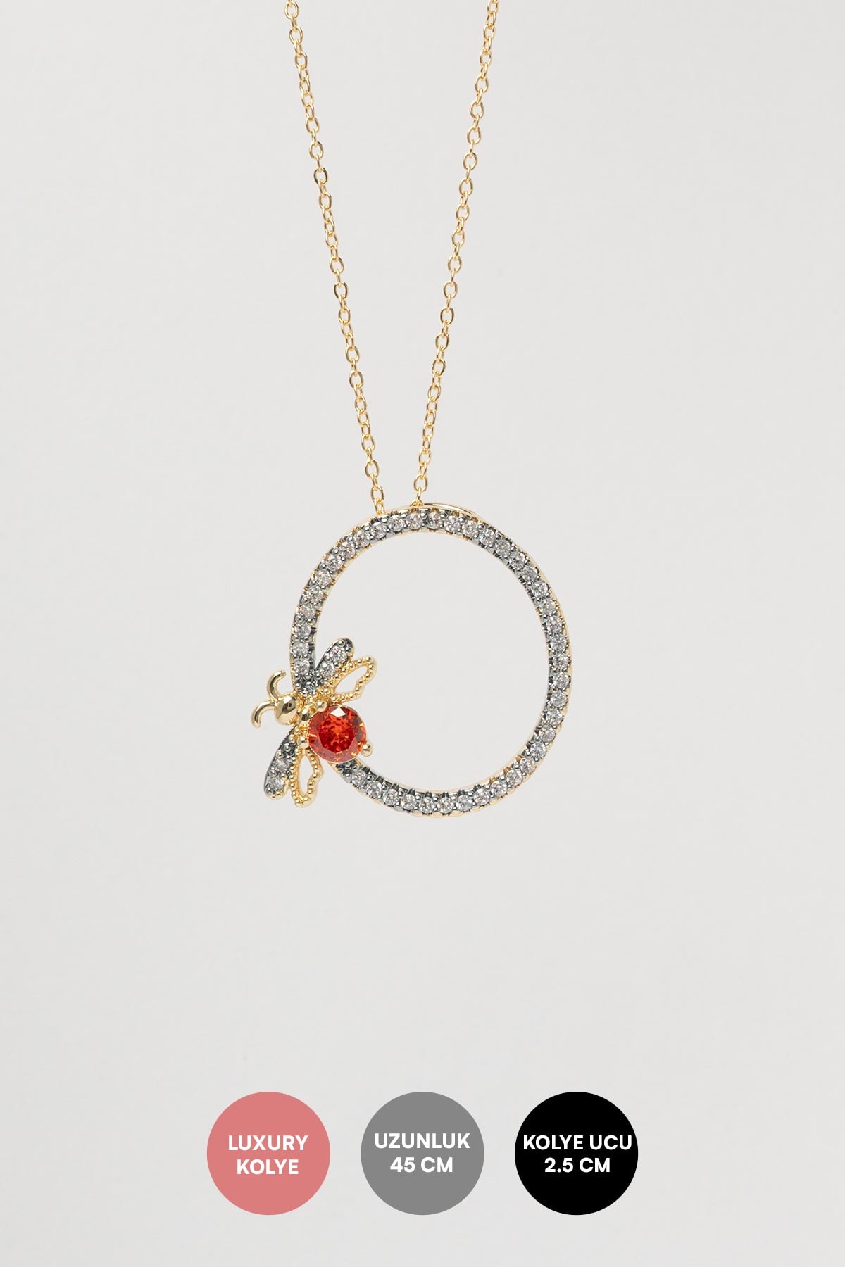 Gold Ruby Bee Luxury Kolye AKL4298