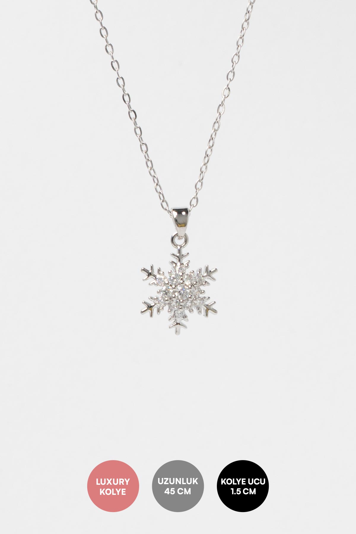 Silver Zirkon Taş Detay Dolgulu Minimal Kar Tanesi Sallantılı Luxury Kolye AKL4236