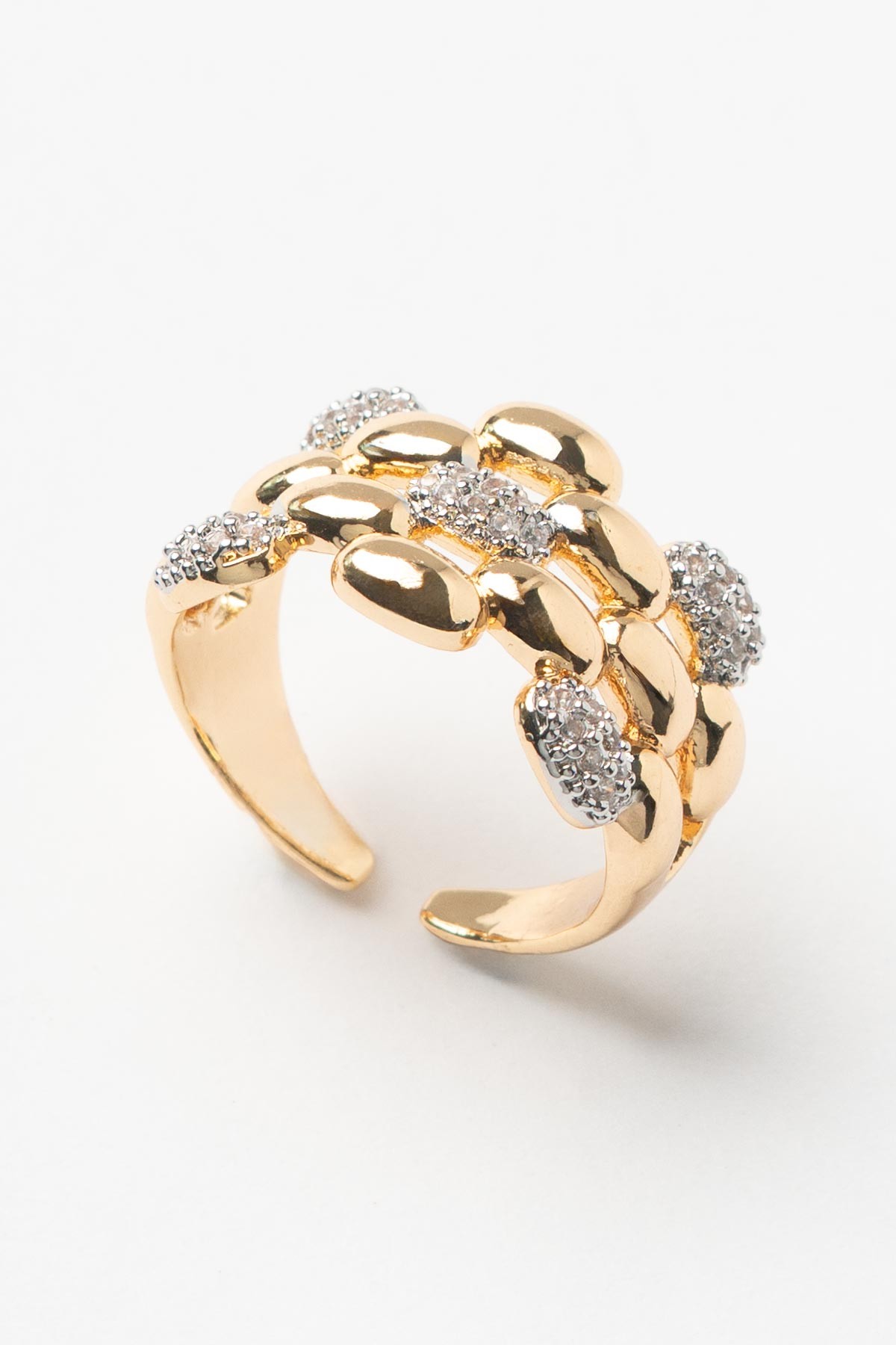 Gold Zirkon Minimal Elliptical Glory Yüzük AYZ8398