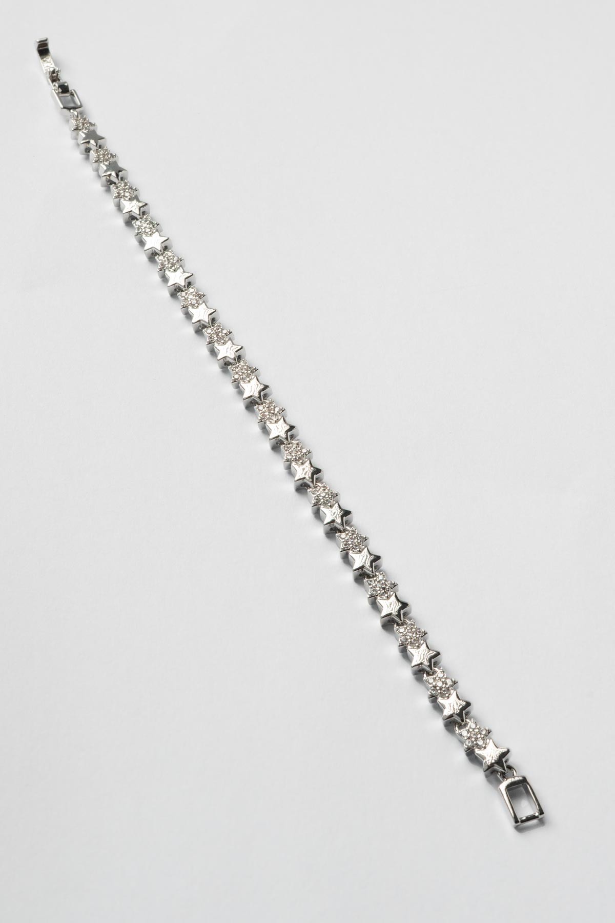 Silver Zirkon Detay Ve Taşsız Birleşik Minimal Yıldızlar Sıralı Luxury Bileklik ABL7374